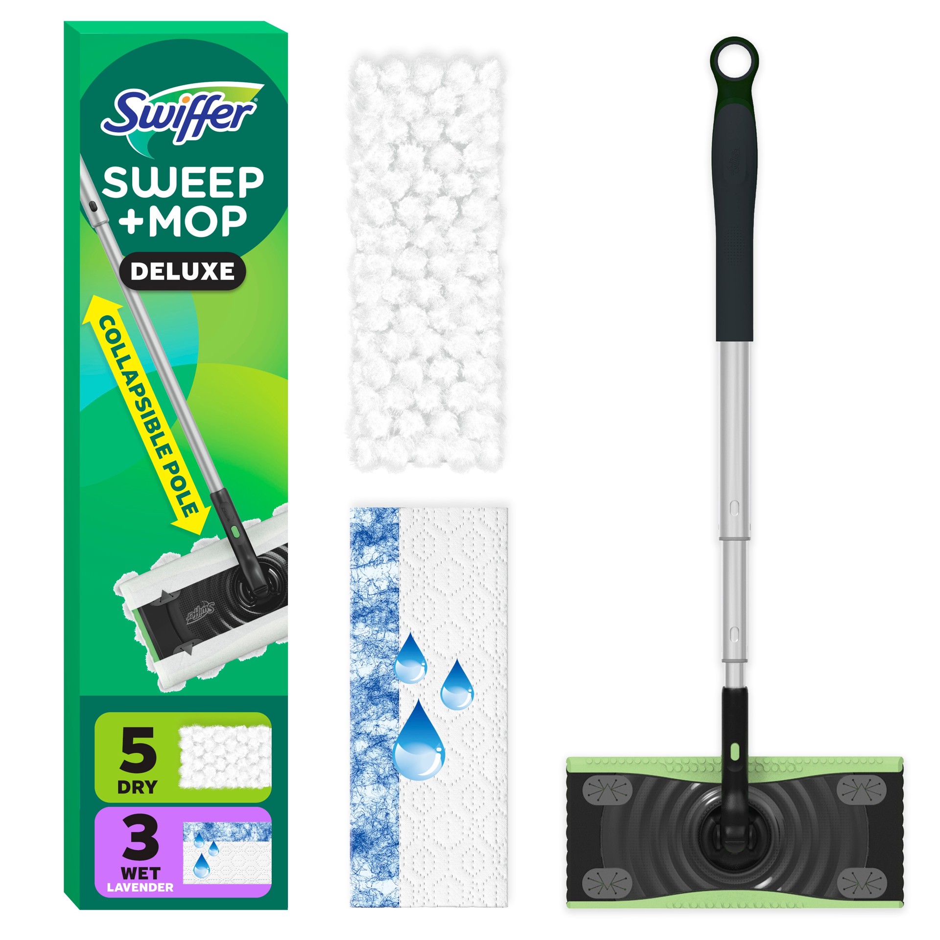 slide 1 of 6, Swiffer Sweeper Sweep + Mop Deluxe Starter Kit, 1 ct