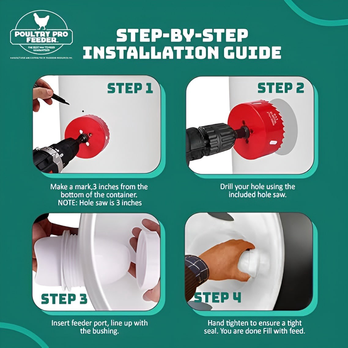 slide 4 of 6, Riverbend Resources 100 Pound(s) White Plastic Gravity feeder, 1 ct