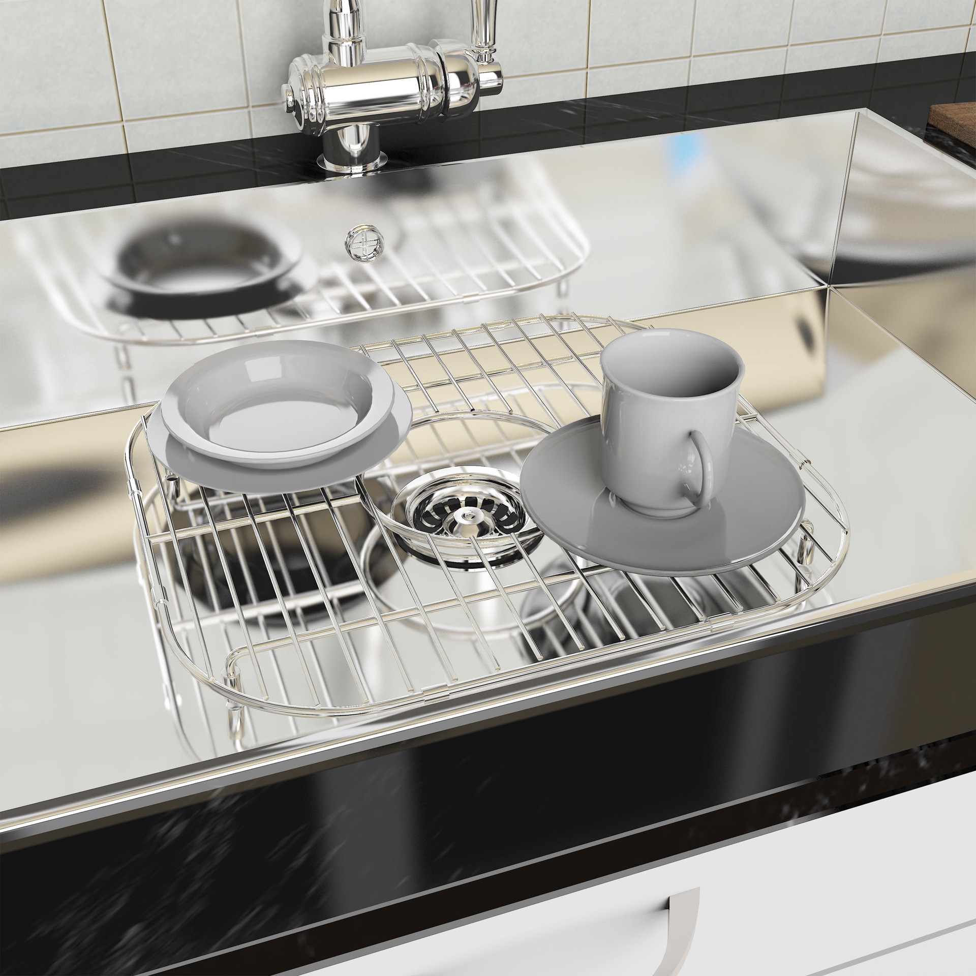 slide 4 of 6, Style Selections 11.81-in x 13.19-in Center Drain Stainless steel Sink grid, 1 ct