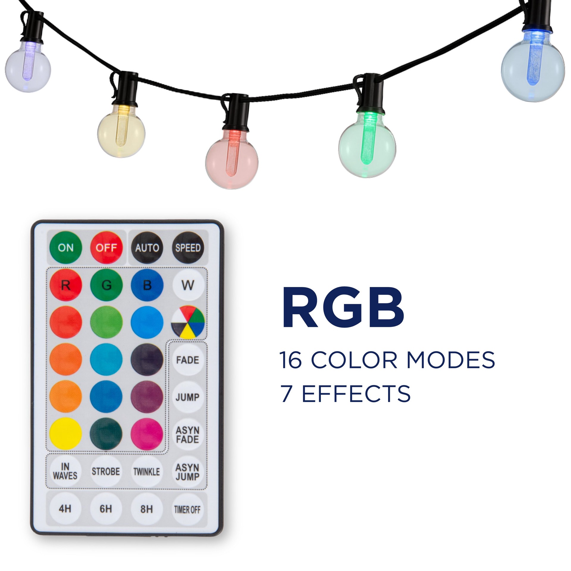 slide 5 of 6, Harbor Breeze 12-ft Plug-in Black Indoor/Outdoor String Light with 10 Color changing -Light LED Globe Bulbs with Remote, 1 ct