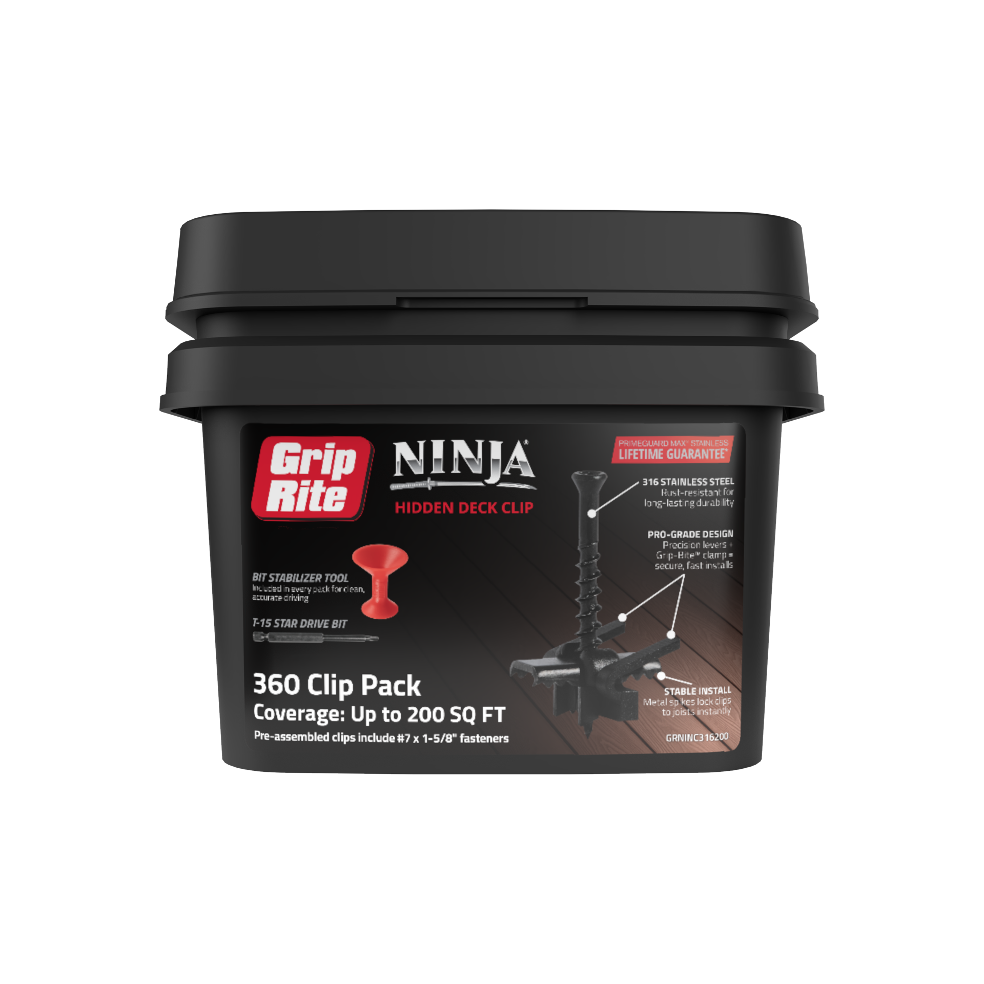 slide 1 of 6, GRIP-RITE NINJA Deck clips Black Hidden Deck Fastener 200 Square feet ( 200 -Pack ), 1 ct