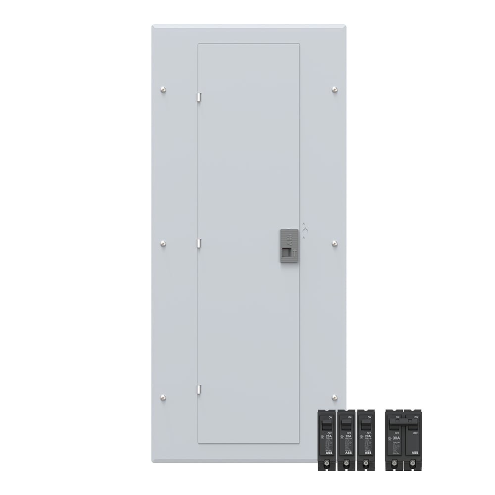 slide 5 of 6, ABB ReliaHome P-Series 150 -Amp 30 -Spaces 60 -Circuit Indoor Main Breaker Plug-On Neutral Load Center (Value Pack), 1 ct