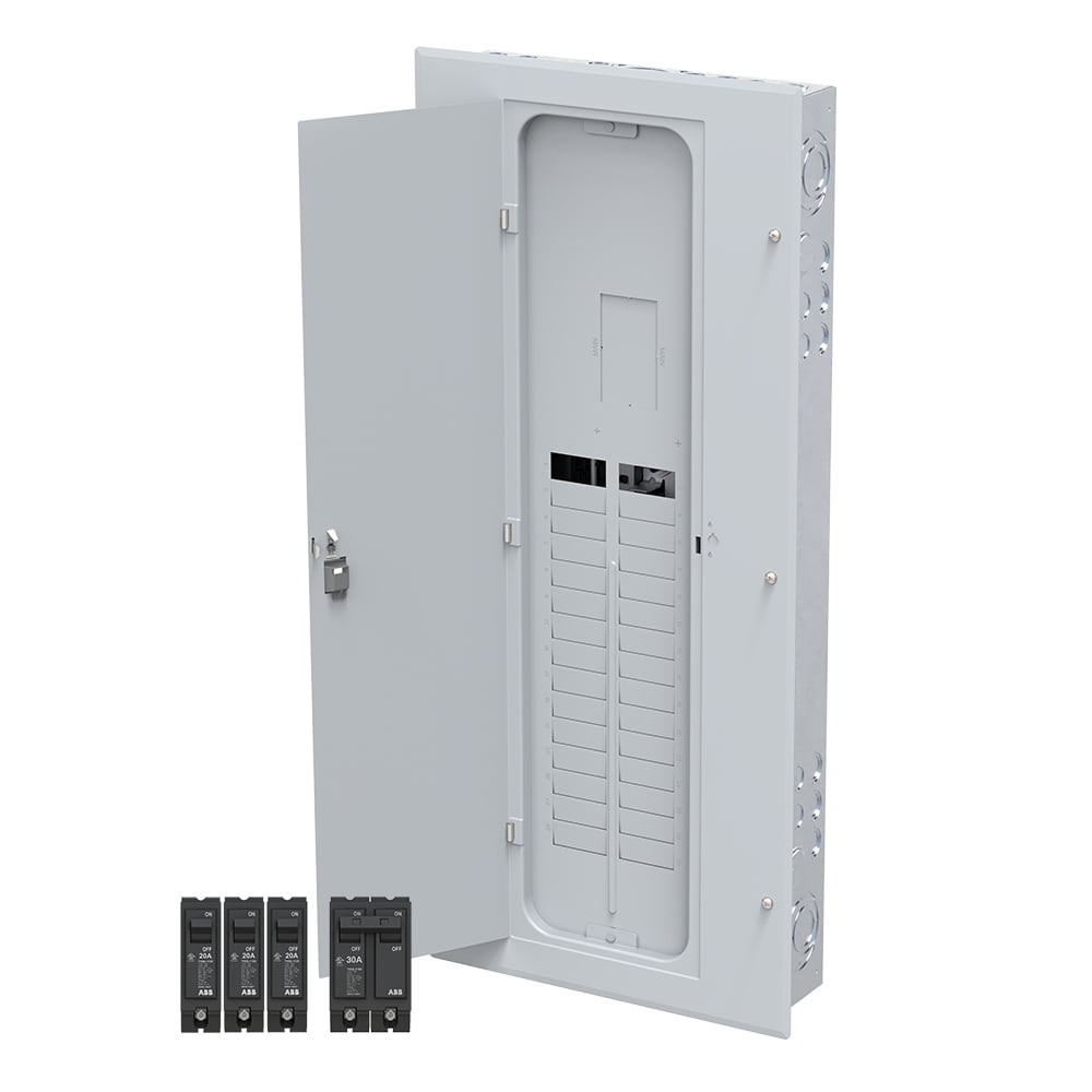 slide 6 of 6, ABB ReliaHome P-Series 150 -Amp 30 -Spaces 60 -Circuit Indoor Main Breaker Plug-On Neutral Load Center (Value Pack), 1 ct
