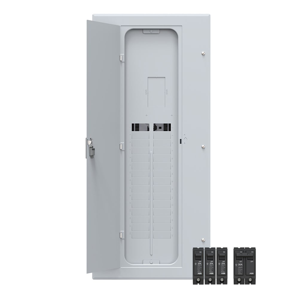 slide 1 of 6, ABB ReliaHome P-Series 150 -Amp 30 -Spaces 60 -Circuit Indoor Main Breaker Plug-On Neutral Load Center (Value Pack), 1 ct