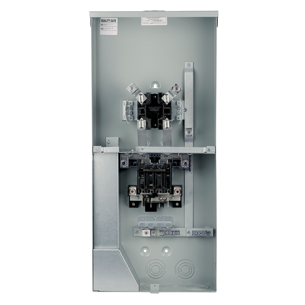 slide 3 of 6, ABB ReliaHome 150 -Amp 4 -Spaces 8 -Circuit Outdoor Main Breaker Meter Combo Load Center, 1 ct