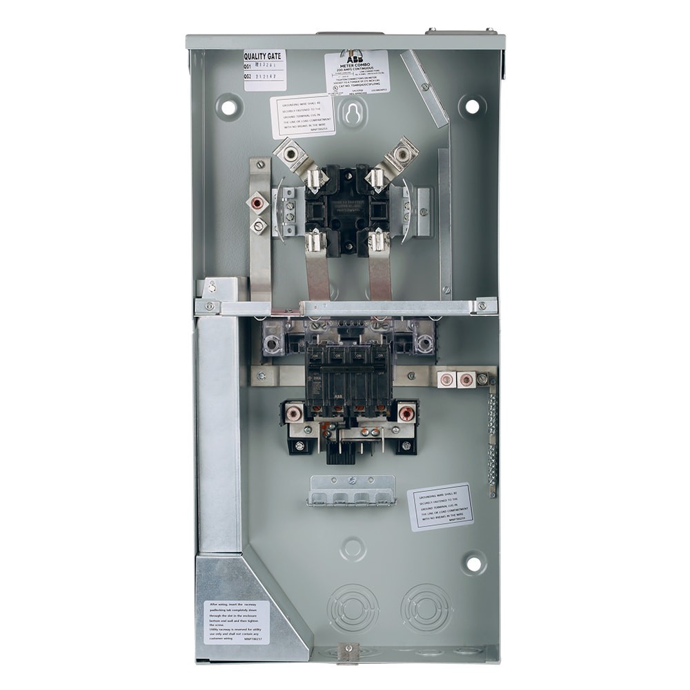 slide 6 of 6, ABB ReliaHome 200 -Amp 4 -Spaces 16 -Circuit Outdoor Main Breaker Meter Combo Load Center, 1 ct