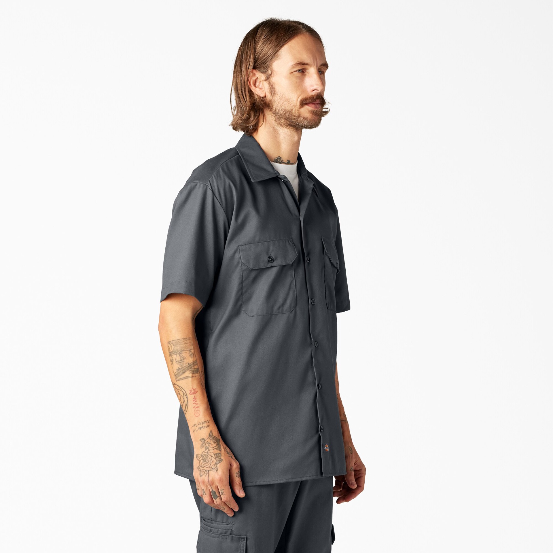 slide 3 of 4, Dickies Men's Gray Heavy weight Jersey Short sleeve Solid Button-down shirt ( 2XL ), 1 ct
