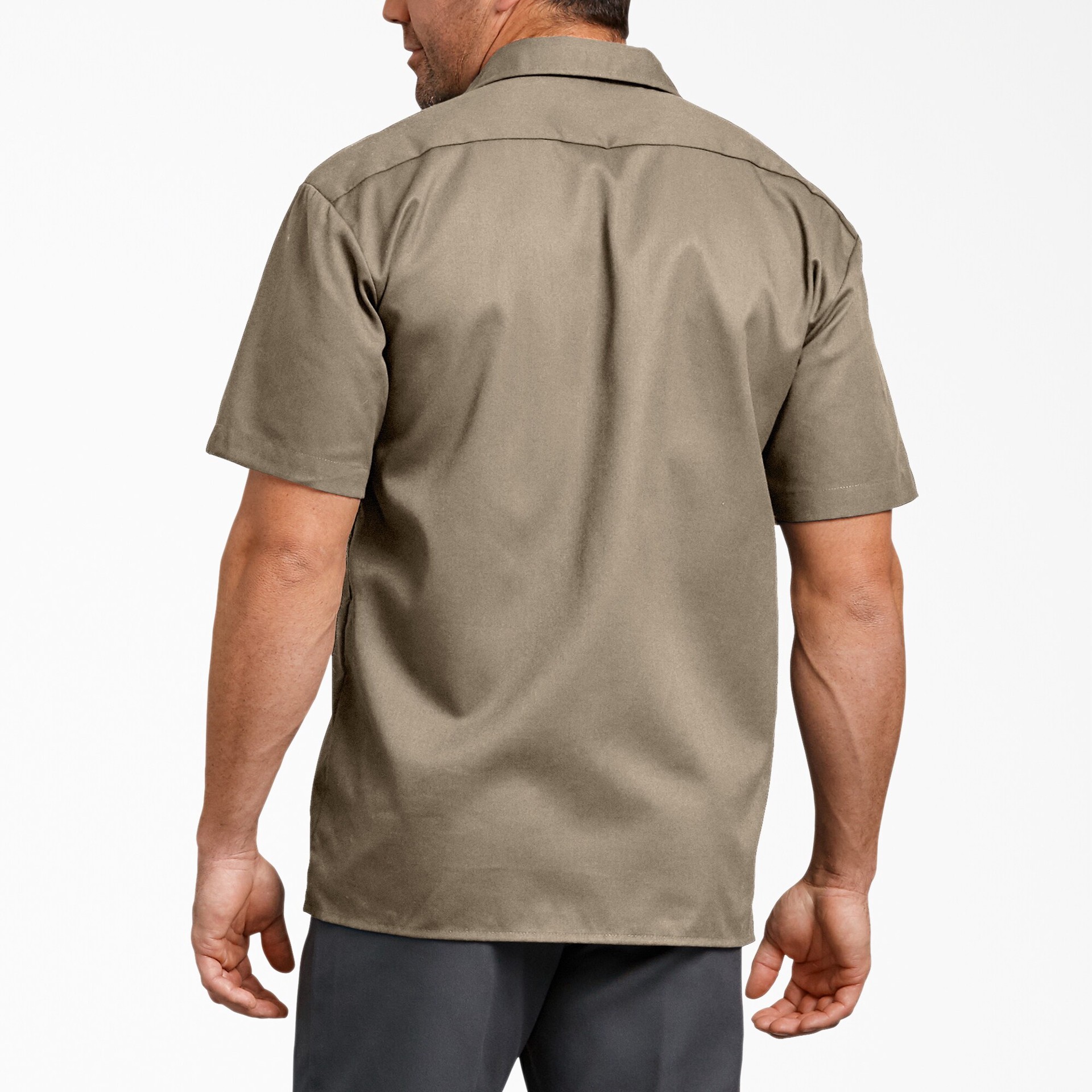 slide 2 of 4, Dickies Men's Brown Heavy weight Jersey Short sleeve Solid Button-down shirt ( Medium ), 1 ct