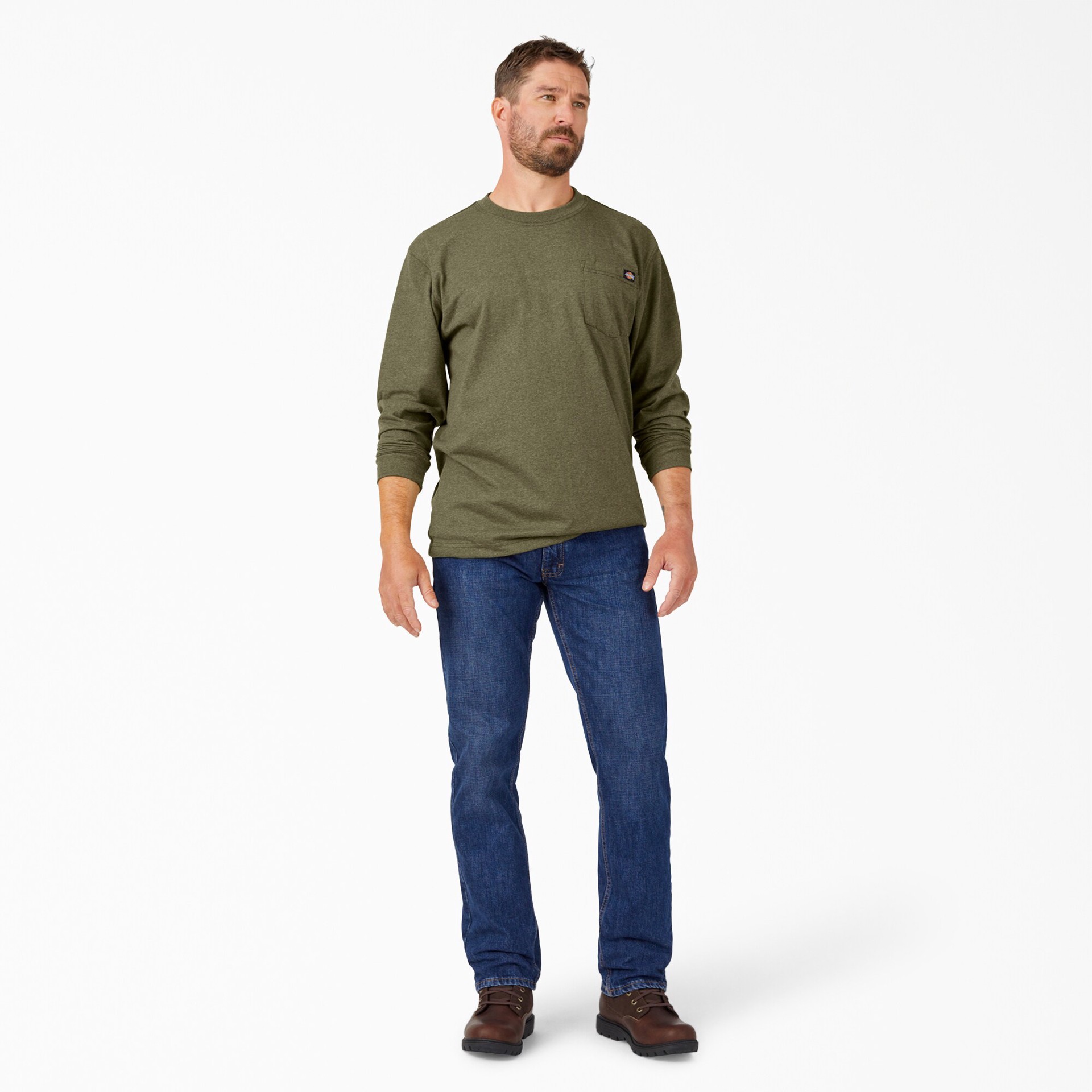 slide 3 of 4, Dickies Men's Green Heavy weight Jersey Long sleeve Solid T-shirt ( 2XL ), 1 ct