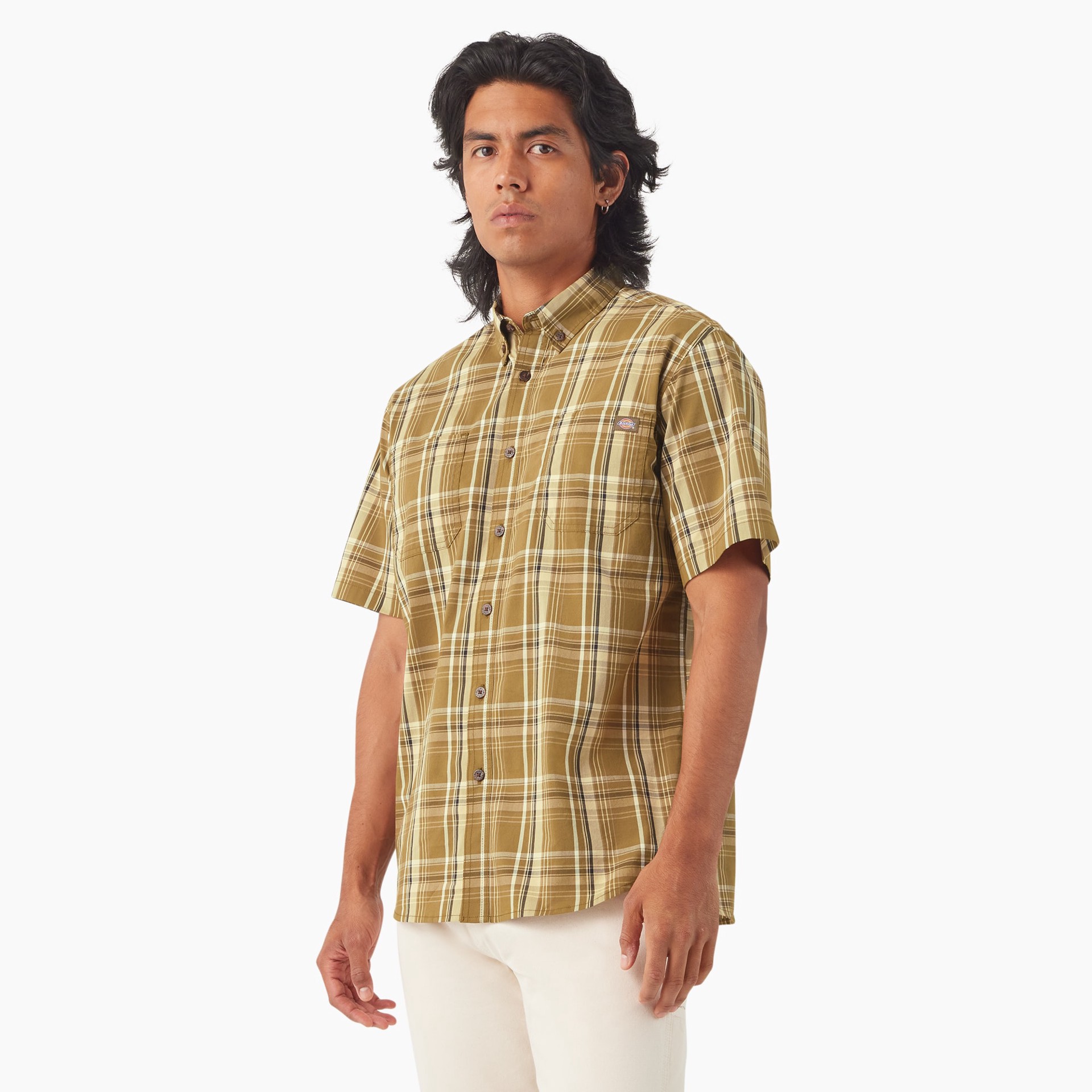 slide 3 of 4, Dickies Men's Green Light weight Short sleeve Solid Button-down shirt ( Medium ), 1 ct