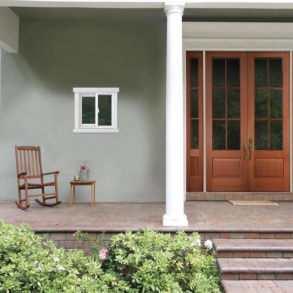 slide 3 of 6, JELD-WEN V-2500 23-1/2-in x 23-1/2-in White Exterior White Interior Left-Handed Vinyl Sliding Window Annealed Glass (Full Screen Included), 1 ct