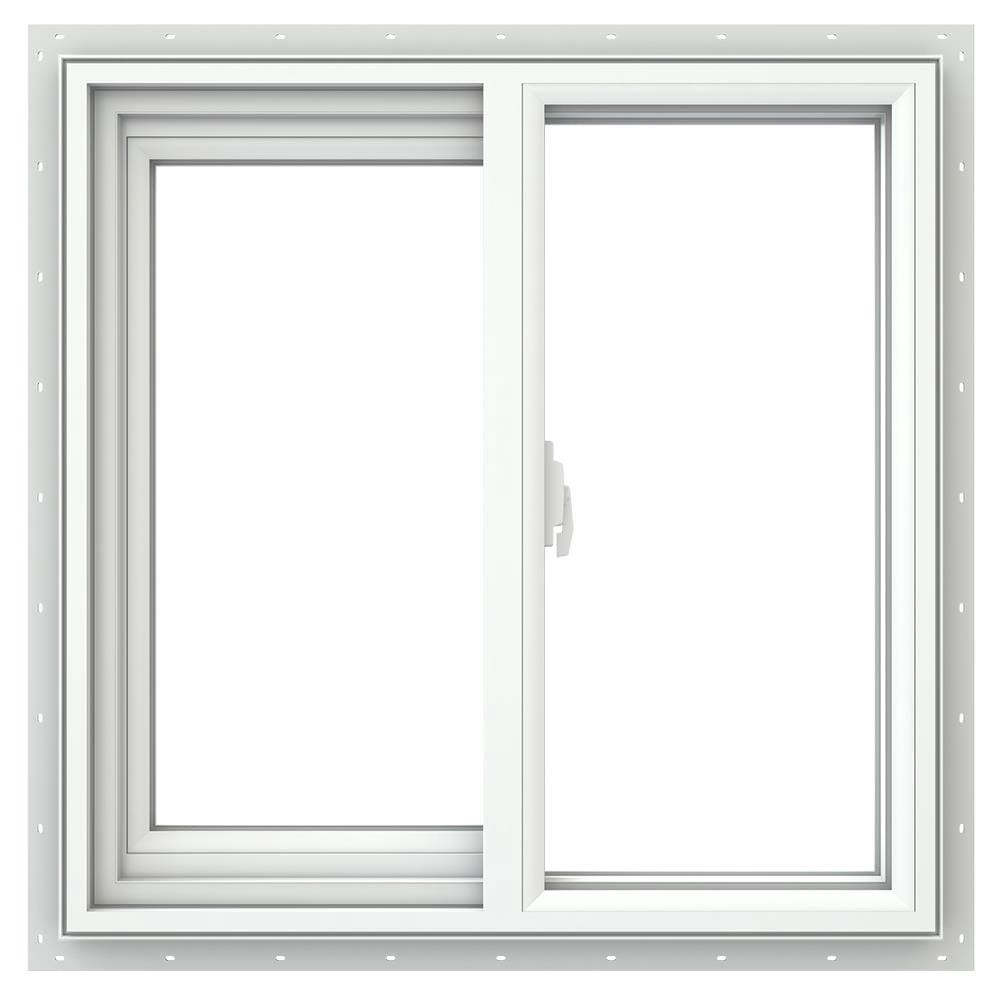 slide 1 of 6, JELD-WEN V-2500 23-1/2-in x 23-1/2-in White Exterior White Interior Left-Handed Vinyl Sliding Window Annealed Glass (Full Screen Included), 1 ct