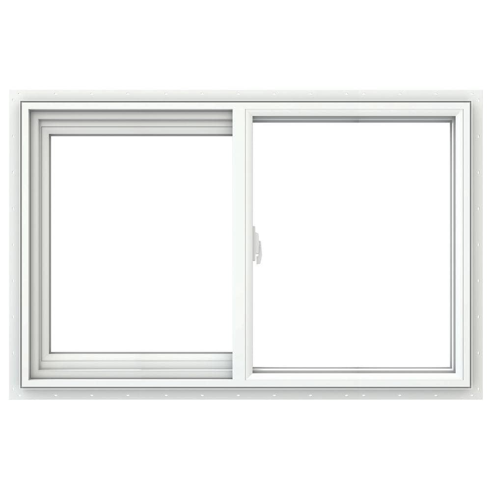 slide 2 of 6, JELD-WEN V-2500 29-1/2-in x 23-1/2-in White Exterior White Interior Left-Handed Vinyl Sliding Window Annealed Glass (Full Screen Included), 1 ct