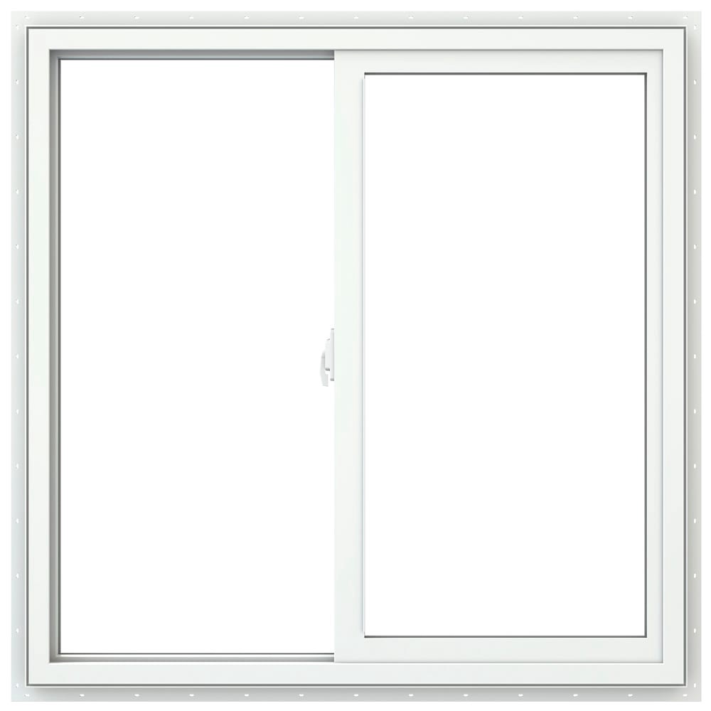 slide 3 of 6, JELD-WEN V-2500 35-1/2-in x 35-1/2-in White Exterior White Interior Left-Handed Vinyl Sliding Window Annealed Glass (Full Screen Included), 1 ct