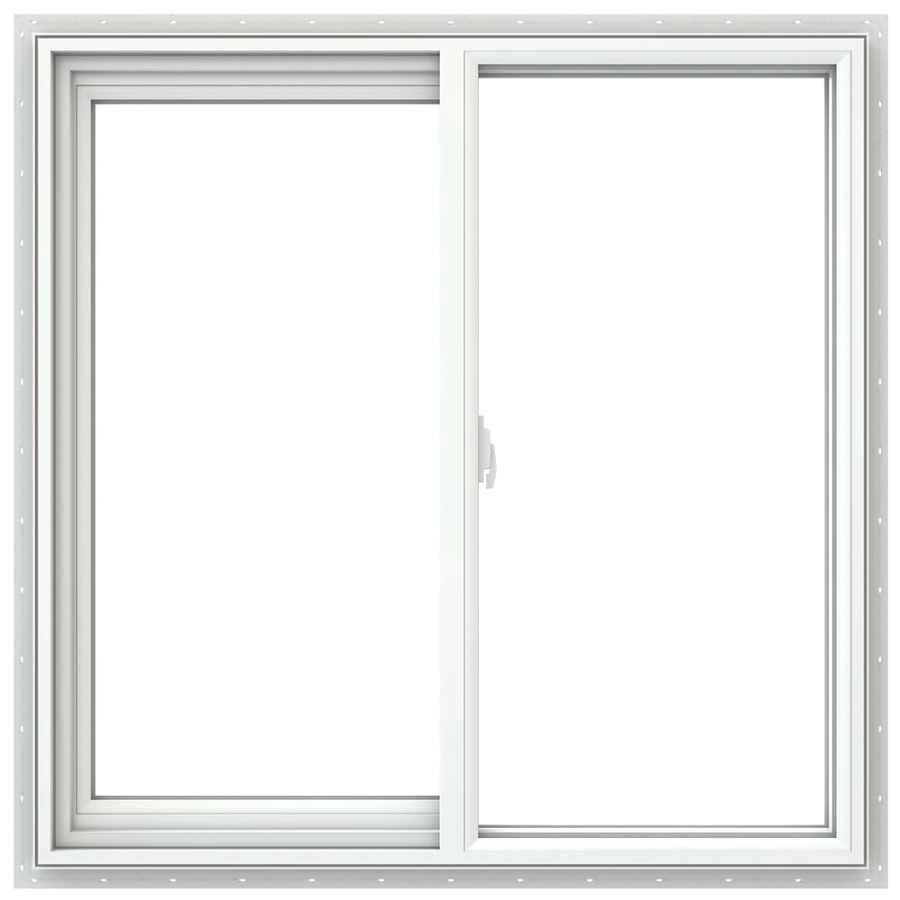 slide 1 of 6, JELD-WEN V-2500 35-1/2-in x 35-1/2-in White Exterior White Interior Left-Handed Vinyl Sliding Window Annealed Glass (Full Screen Included), 1 ct