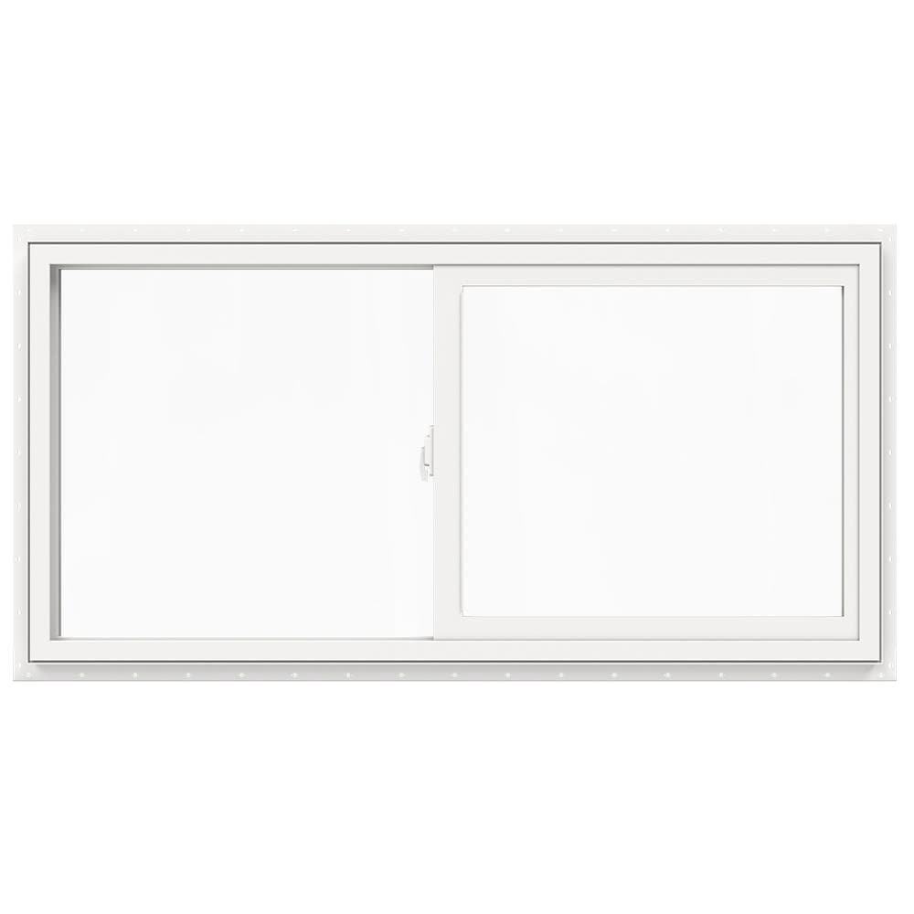slide 2 of 6, JELD-WEN V-2500 47-1/2-in x 23-1/2-in White Exterior White Interior Left-Handed Vinyl Sliding Window Annealed Glass (Full Screen Included), 1 ct