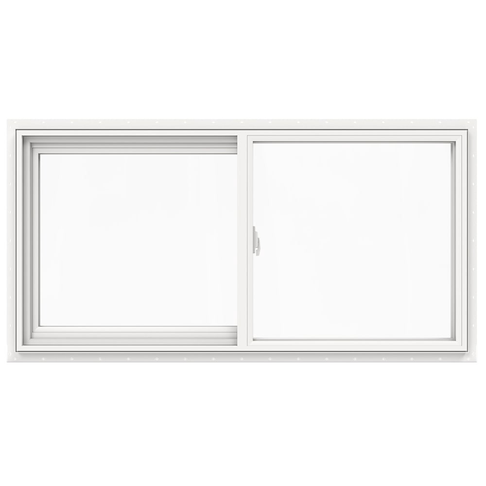 slide 1 of 6, JELD-WEN V-2500 47-1/2-in x 23-1/2-in White Exterior White Interior Left-Handed Vinyl Sliding Window Annealed Glass (Full Screen Included), 1 ct