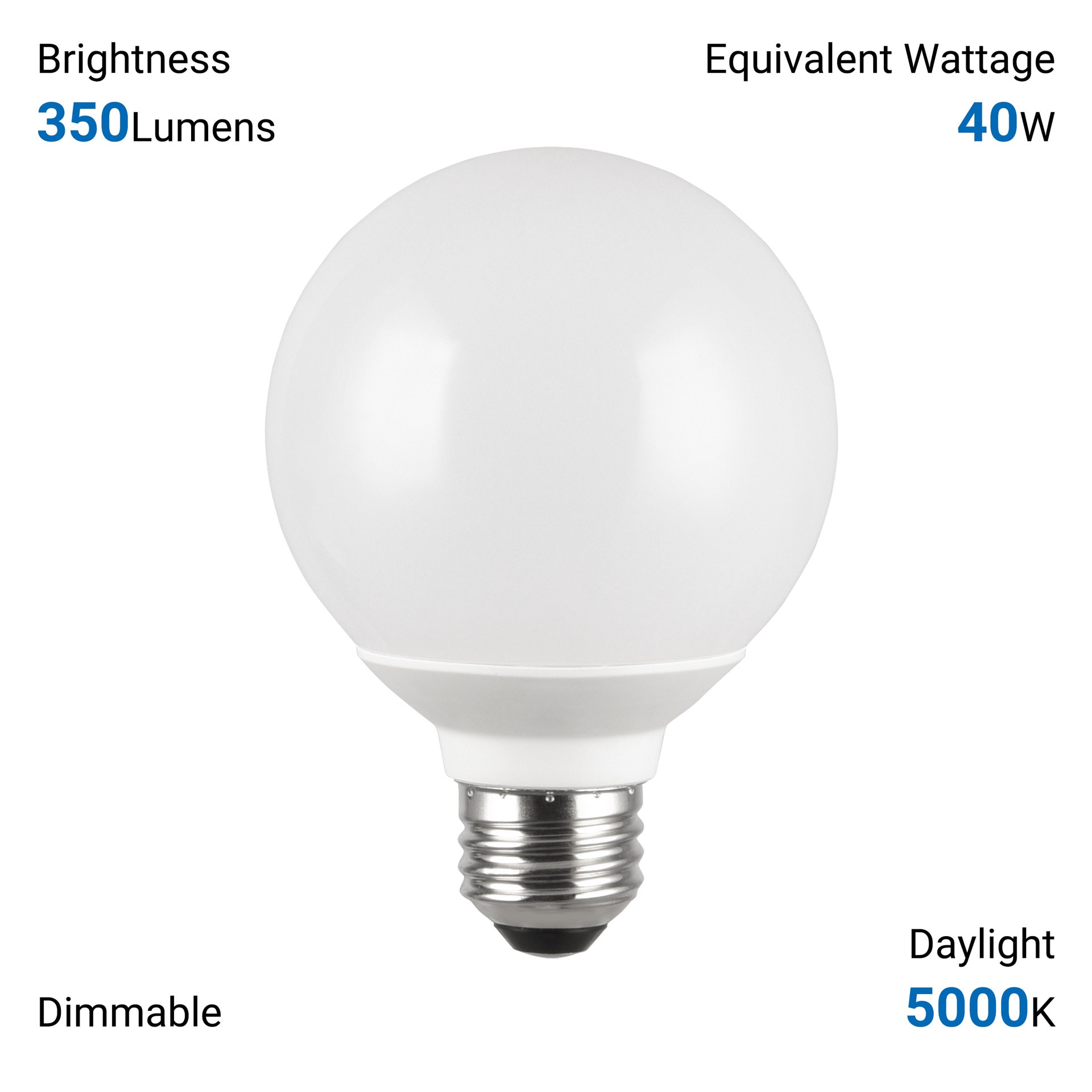 slide 6 of 6, Utilitech Led light bulb 40 -Watt EQ G25 Daylight Medium base (E-26) Dimmable LED Decorative Light Bulb 4 -Pack, 1 ct