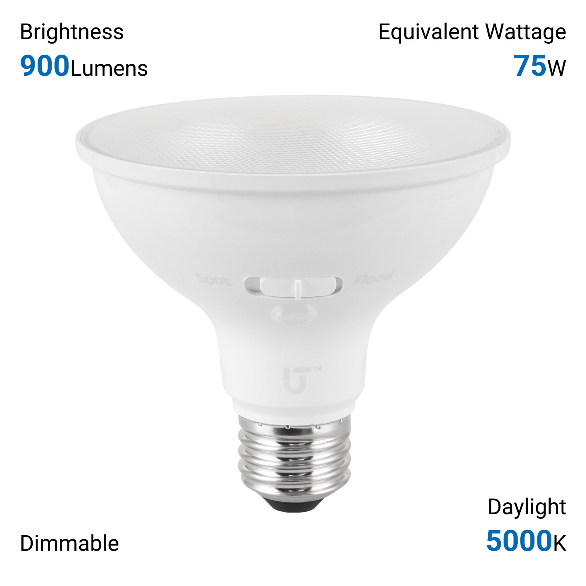 slide 5 of 6, Utilitech Led light bulb 75 -Watt EQ PAR30 Short Neck Daylight Medium base (E-26) Dimmable LED Spot Flood Light Bulb 2 -Pack, 1 ct