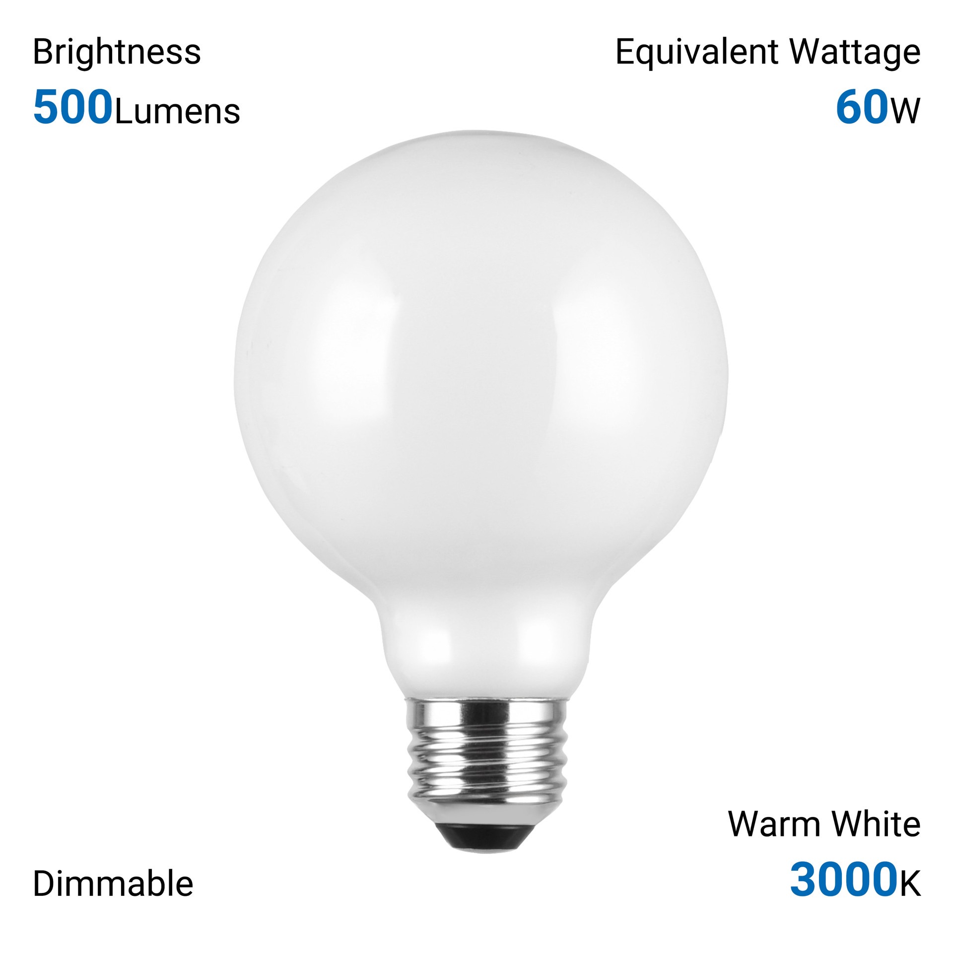 slide 6 of 6, Utilitech Led light bulb 60 -Watt EQ G25 Warm white E26 Dimmable LED Decorative Light Bulb 2 -Pack, 1 ct