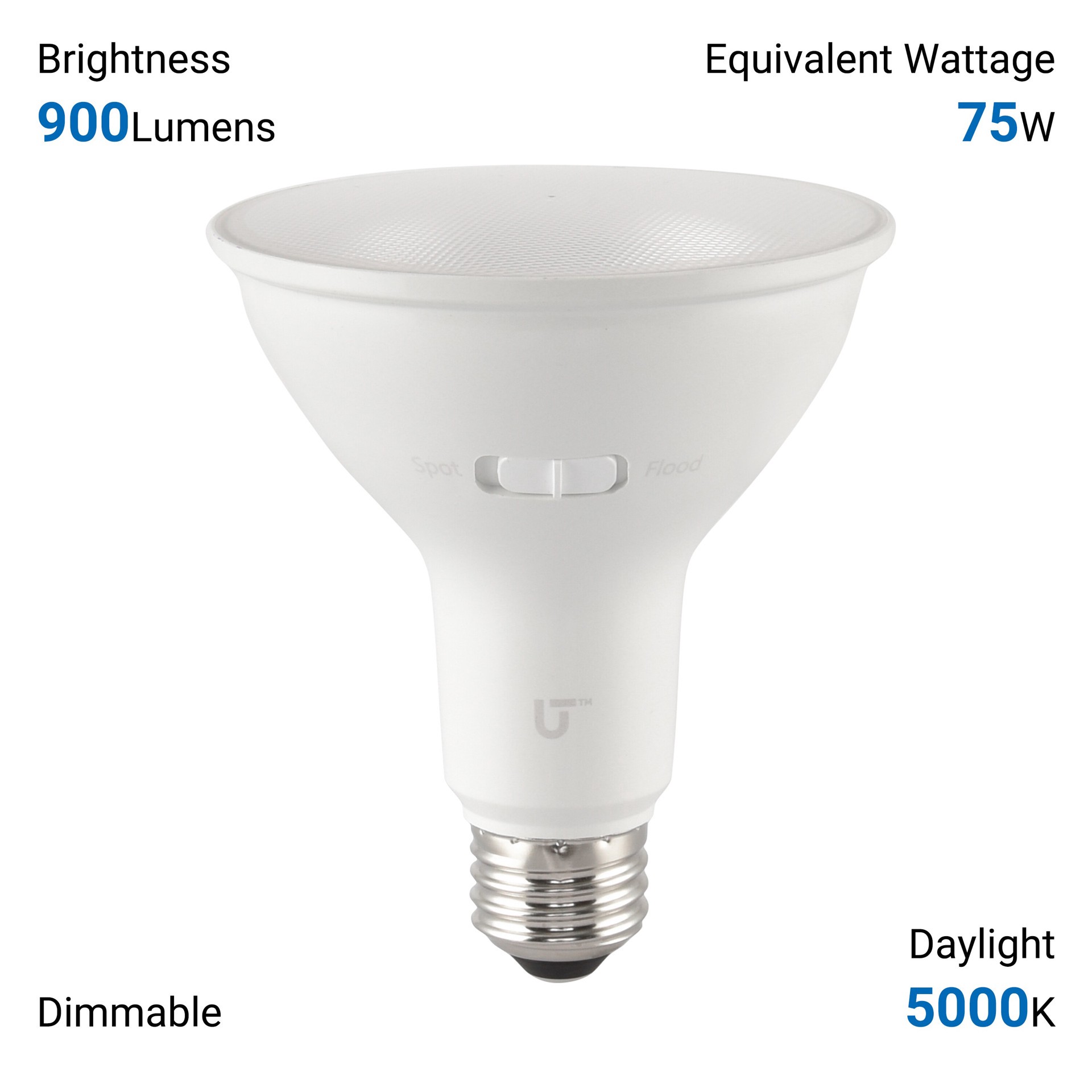 slide 5 of 6, Utilitech Led light bulb 75 -Watt EQ PAR30 Long Neck Daylight E26 Dimmable LED Spot Flood Light Bulb 2 -Pack, 1 ct