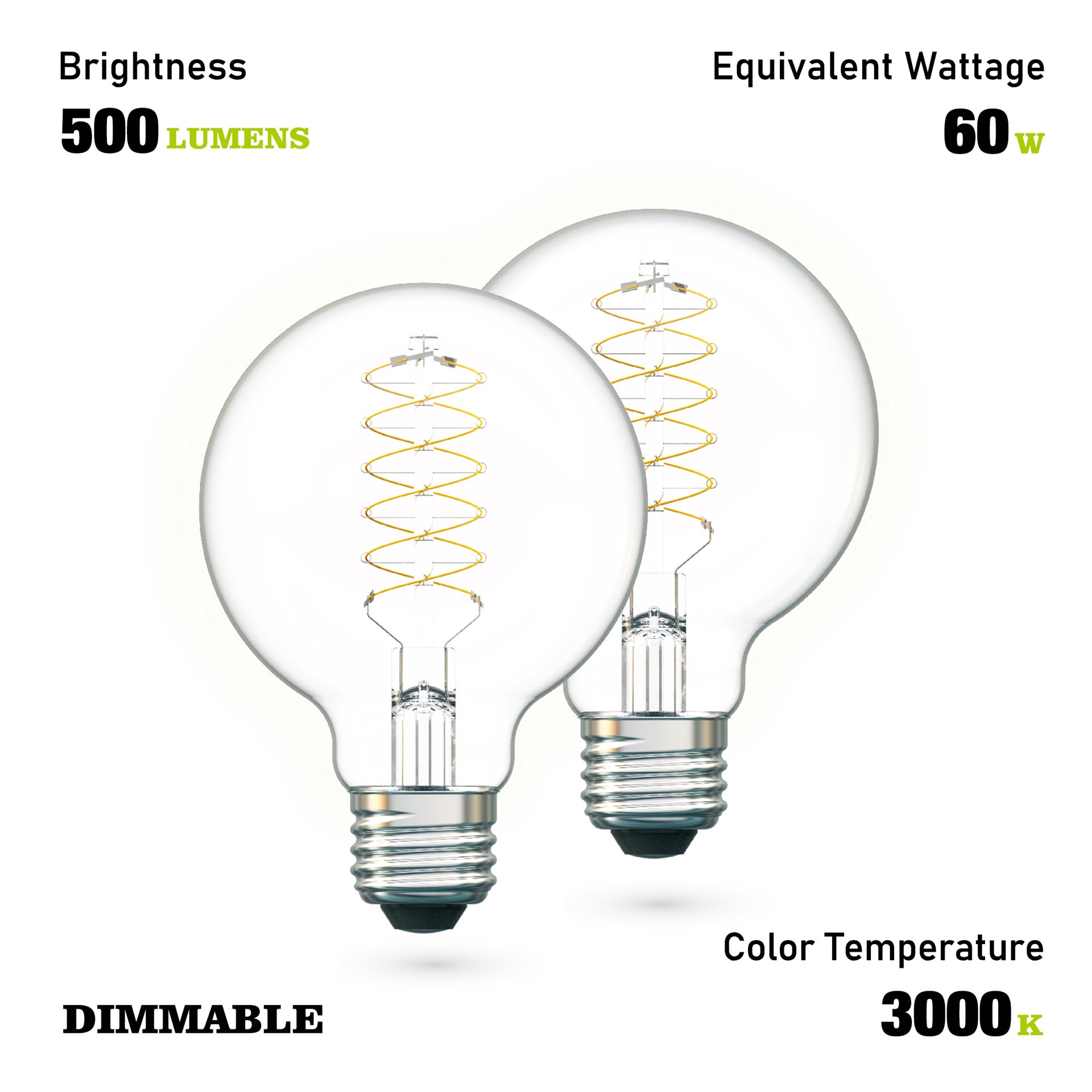 slide 6 of 6, Utilitech 60 -Watt EQ G25 Warm white E26 Dimmable LED General purpose Light Bulb 2 -Pack, 1 ct