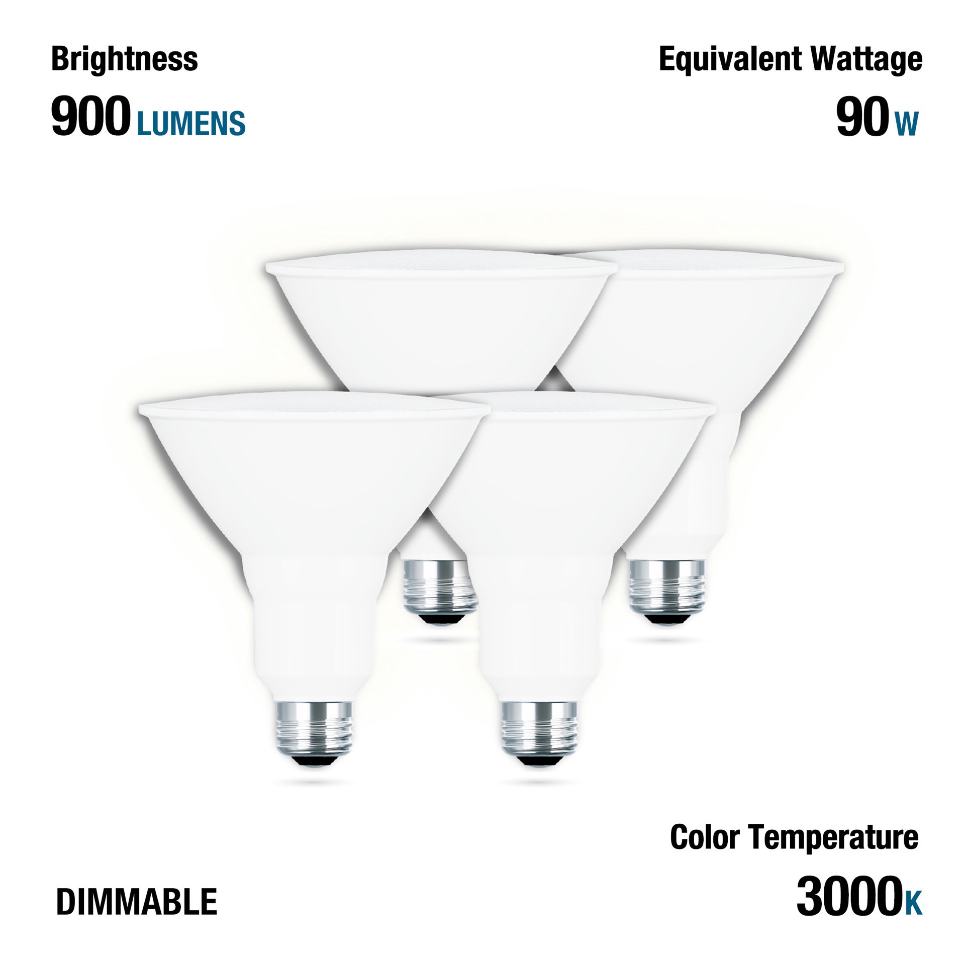 slide 5 of 6, Utilitech 90 -Watt EQ PAR38 Warm white E26 Dimmable LED General purpose Light Bulb 4 -Pack, 1 ct