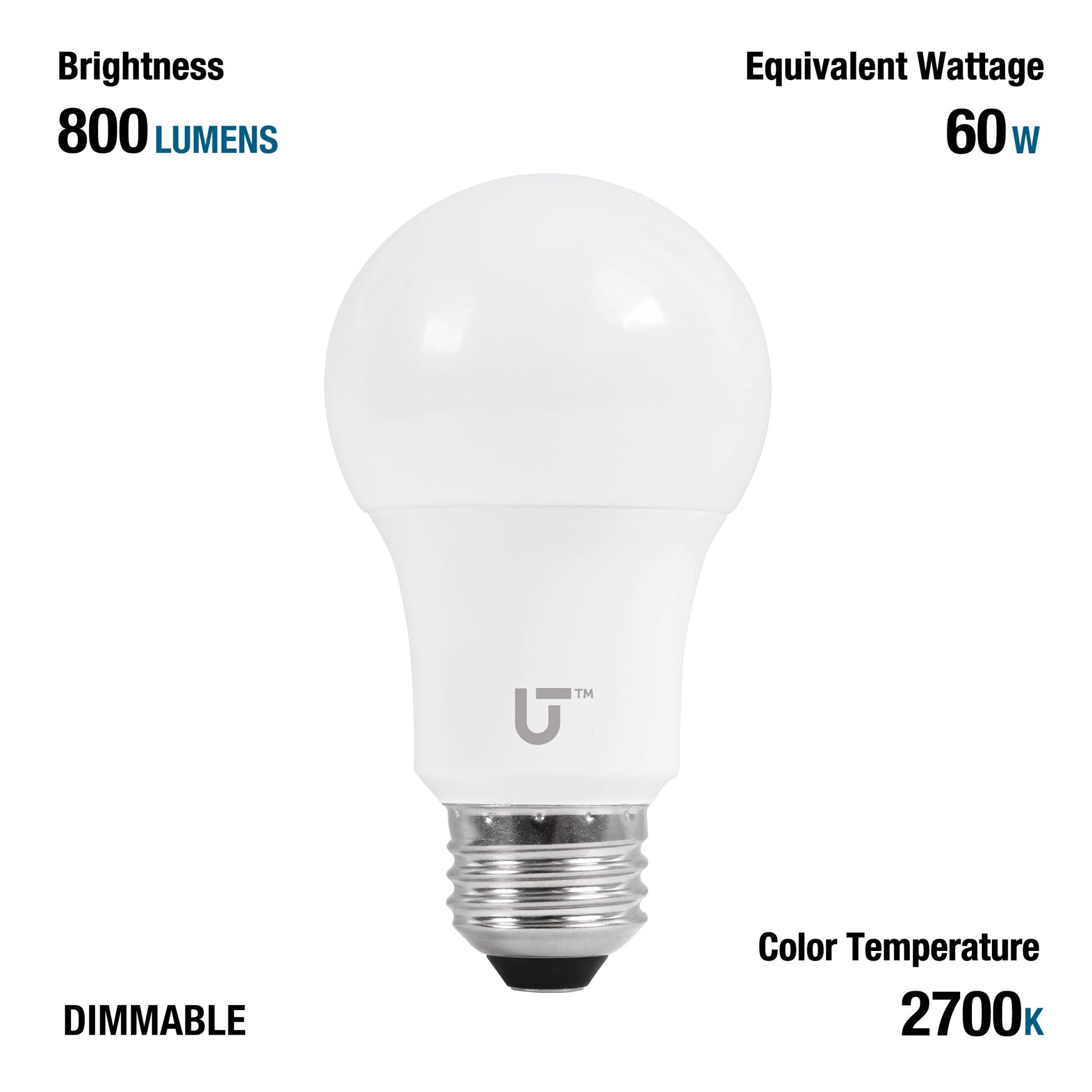 slide 6 of 6, Utilitech 60 -Watt EQ A19 Warm white E26 Dimmable LED General purpose Light Bulb 8 -Pack, 1 ct