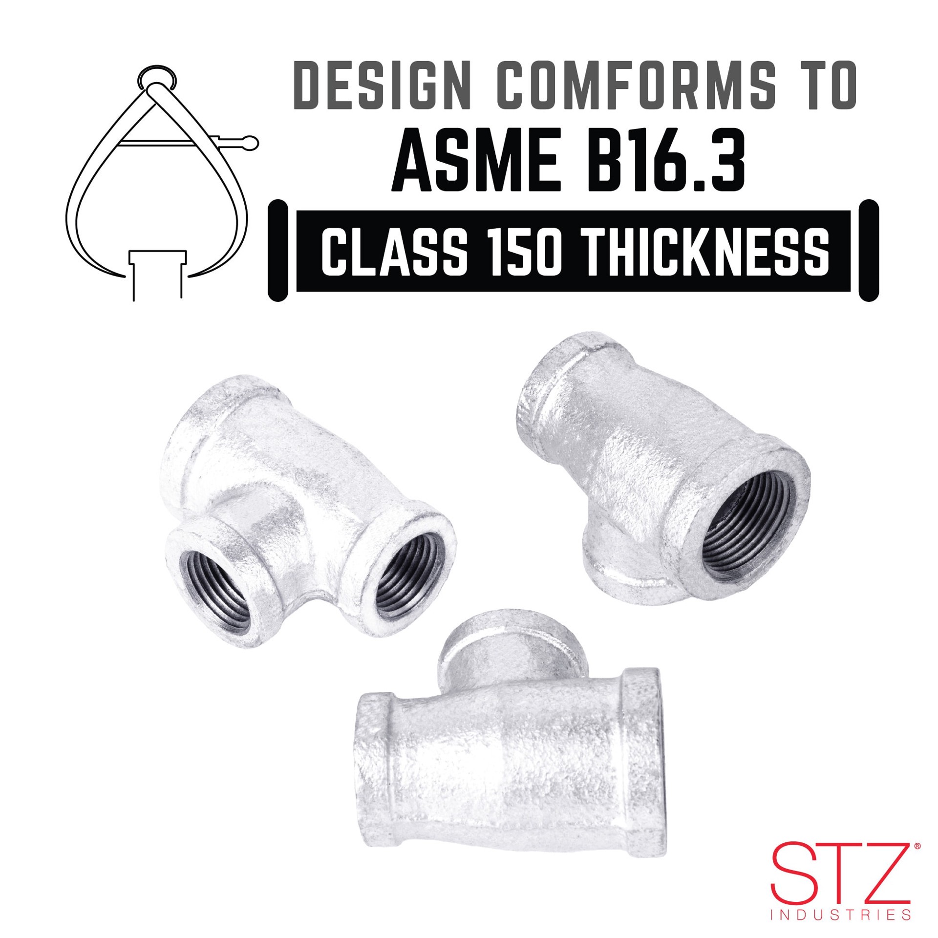 slide 2 of 6, RELIABILT 3/4-in x 1/2-in Galvanized Reducing Tee, 1 ct