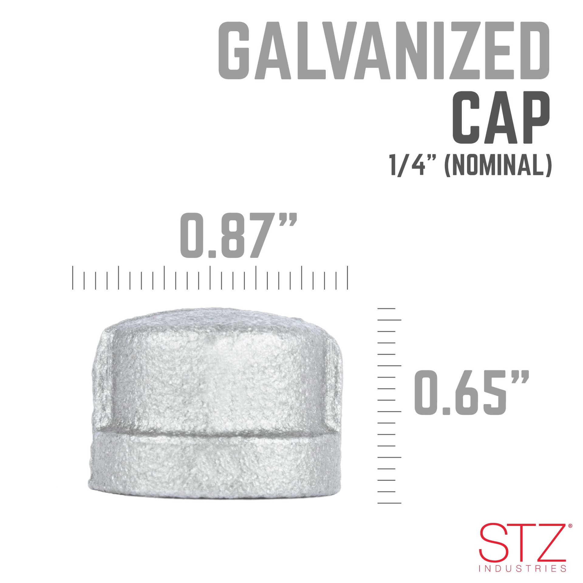 slide 2 of 6, RELIABILT 1/4-in Galvanized Cap, 1 ct
