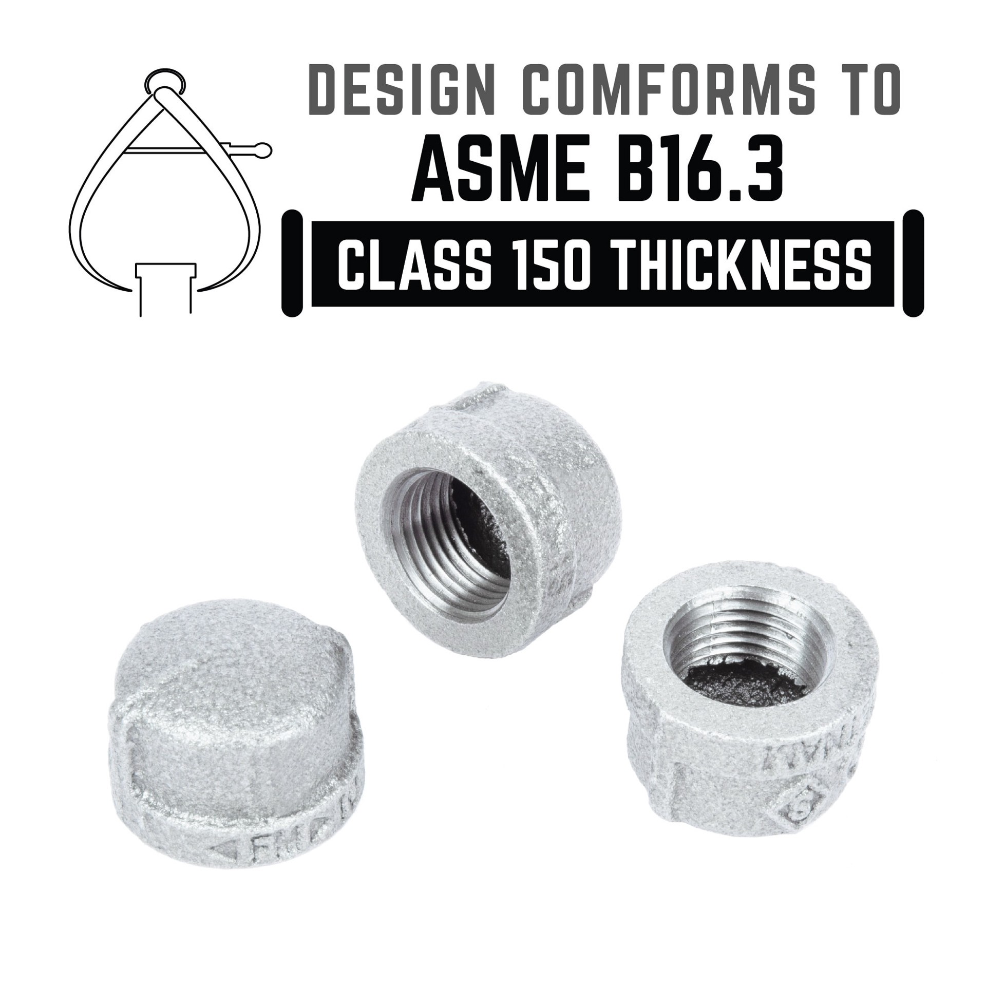 slide 3 of 6, RELIABILT 1/4-in Galvanized Cap, 1 ct