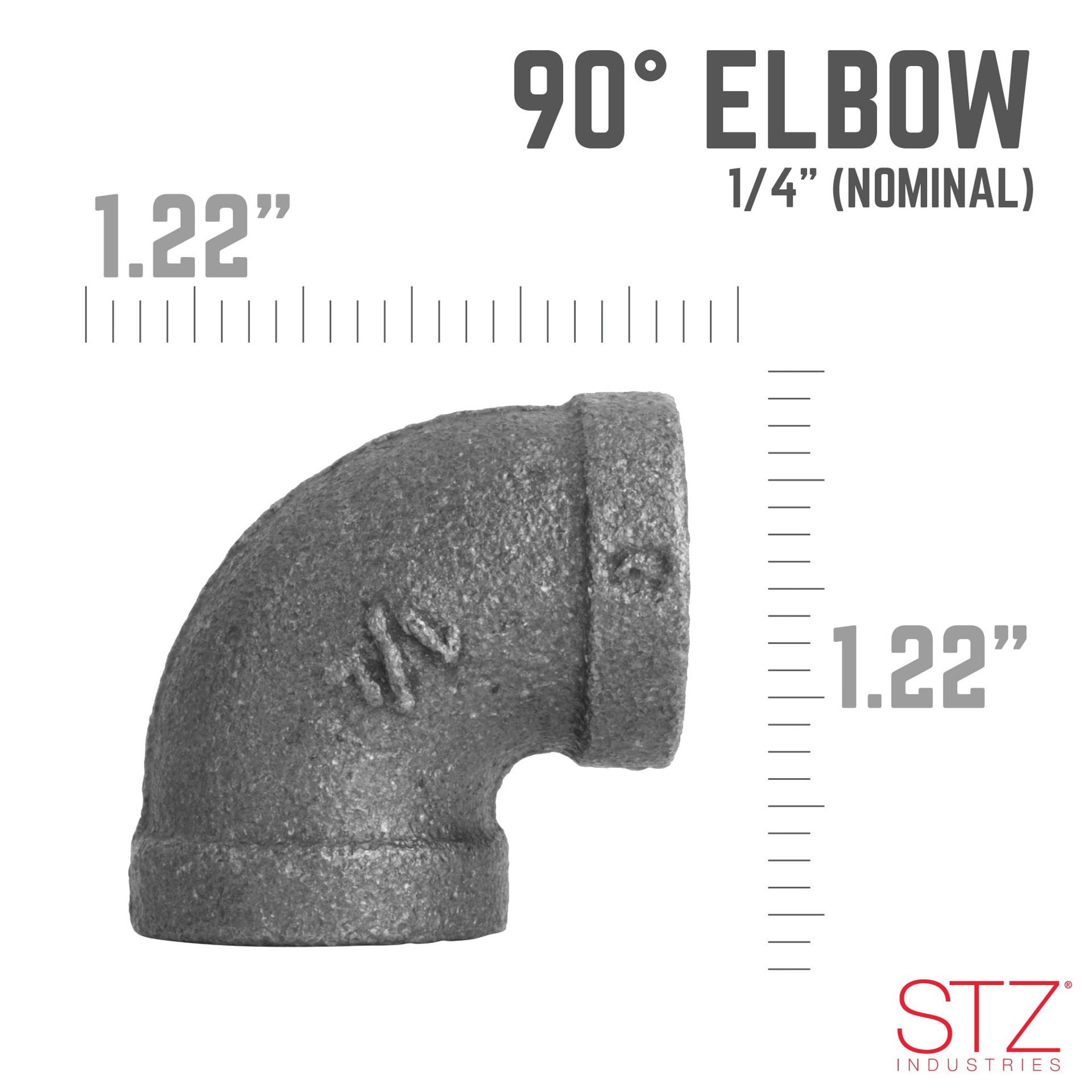 slide 3 of 6, RELIABILT 1/4-in 90-Degree Black Iron Elbow, 1 ct