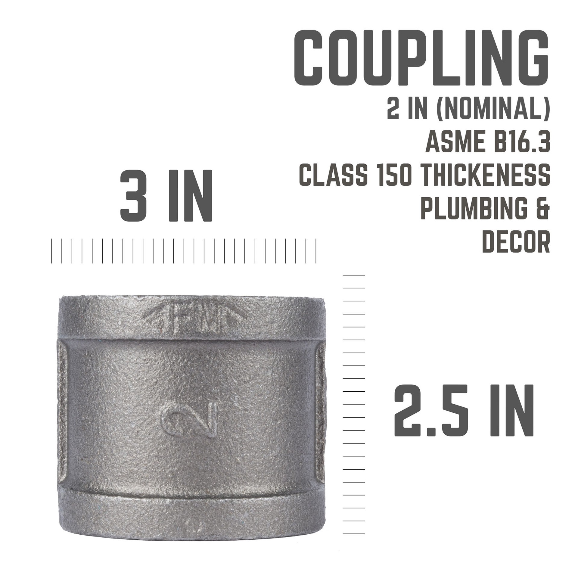 slide 6 of 6, RELIABILT 2-in Black Coupling, 1 ct