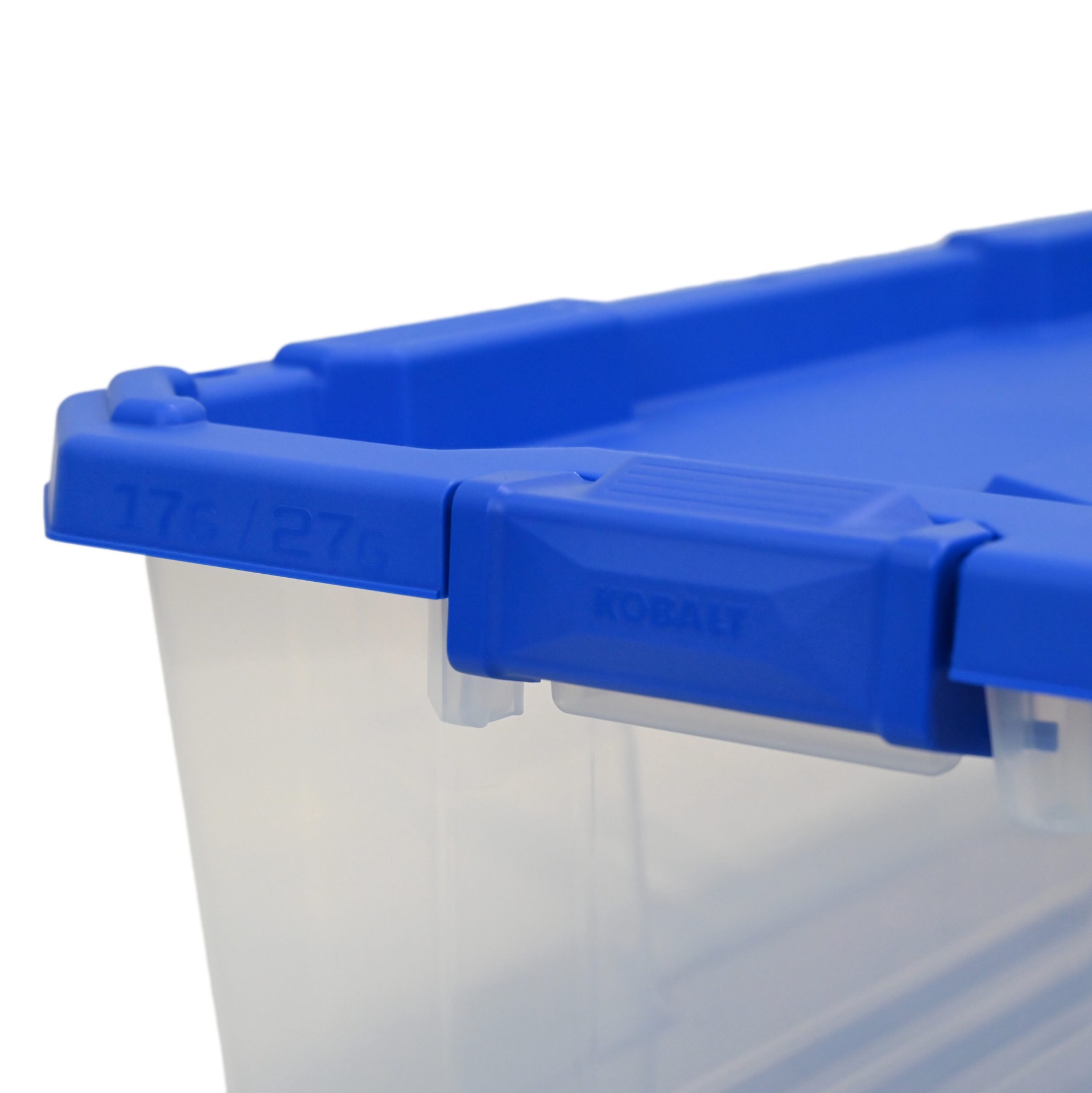 slide 5 of 6, Kobalt Large 27 -Gallons ( 108 -Quarts ) Clear Heavy Duty Stackable Tote with Latching Lid, 1 ct