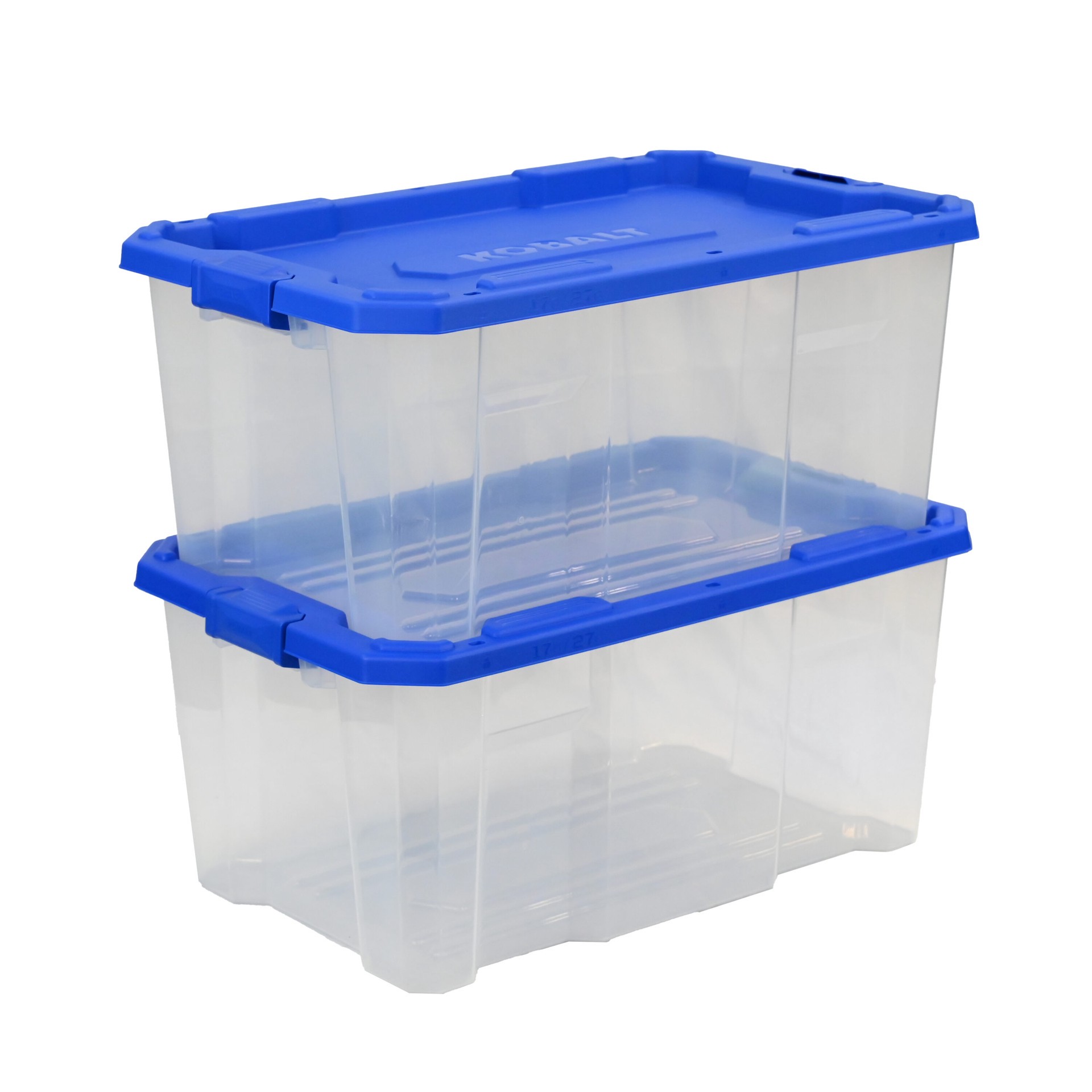 slide 6 of 6, Kobalt Large 27 -Gallons ( 108 -Quarts ) Clear Heavy Duty Stackable Tote with Latching Lid, 1 ct