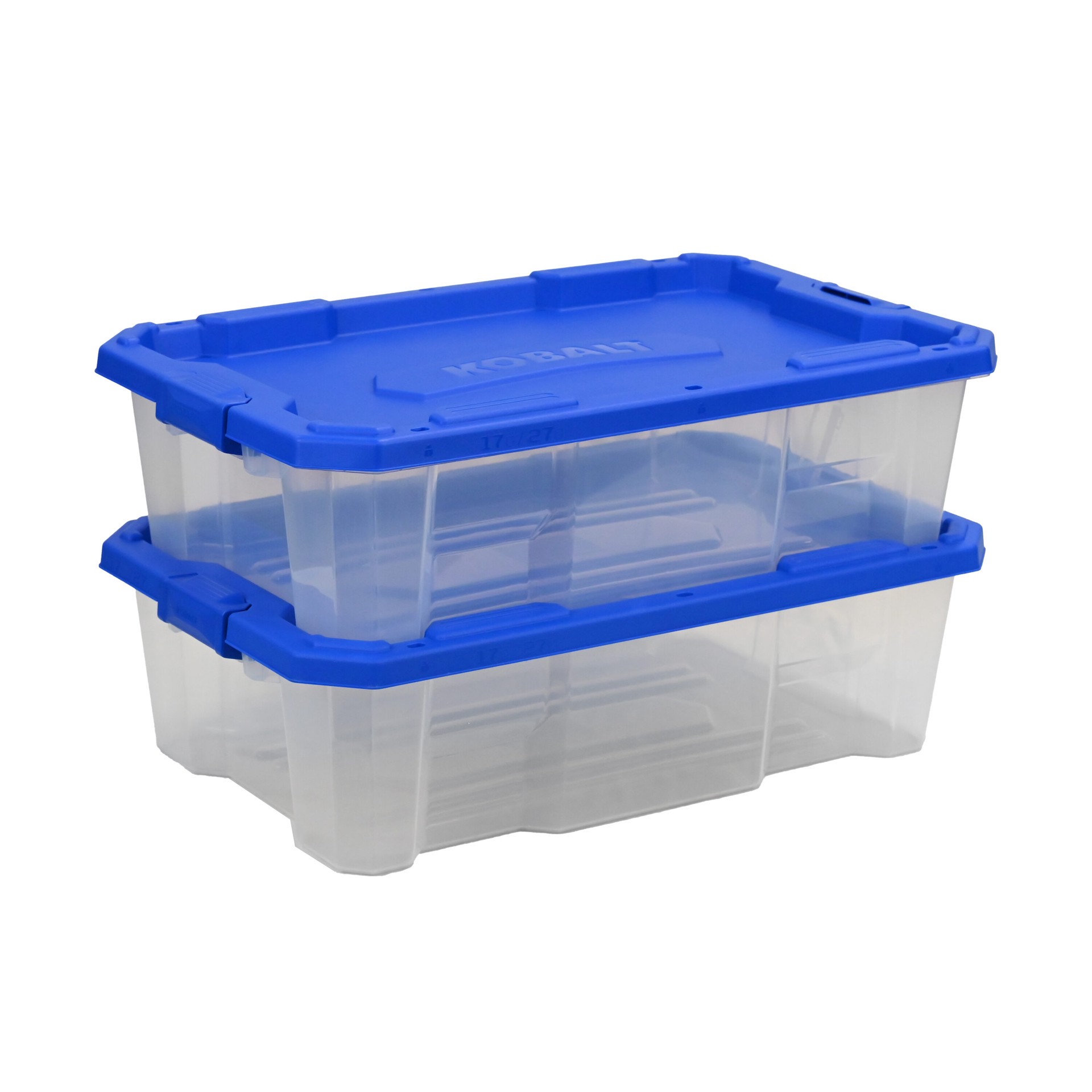 slide 6 of 6, Kobalt Medium 17 -Gallons ( 68 -Quarts ) Clear Heavy Duty Stackable Tote with Latching Lid, 1 ct