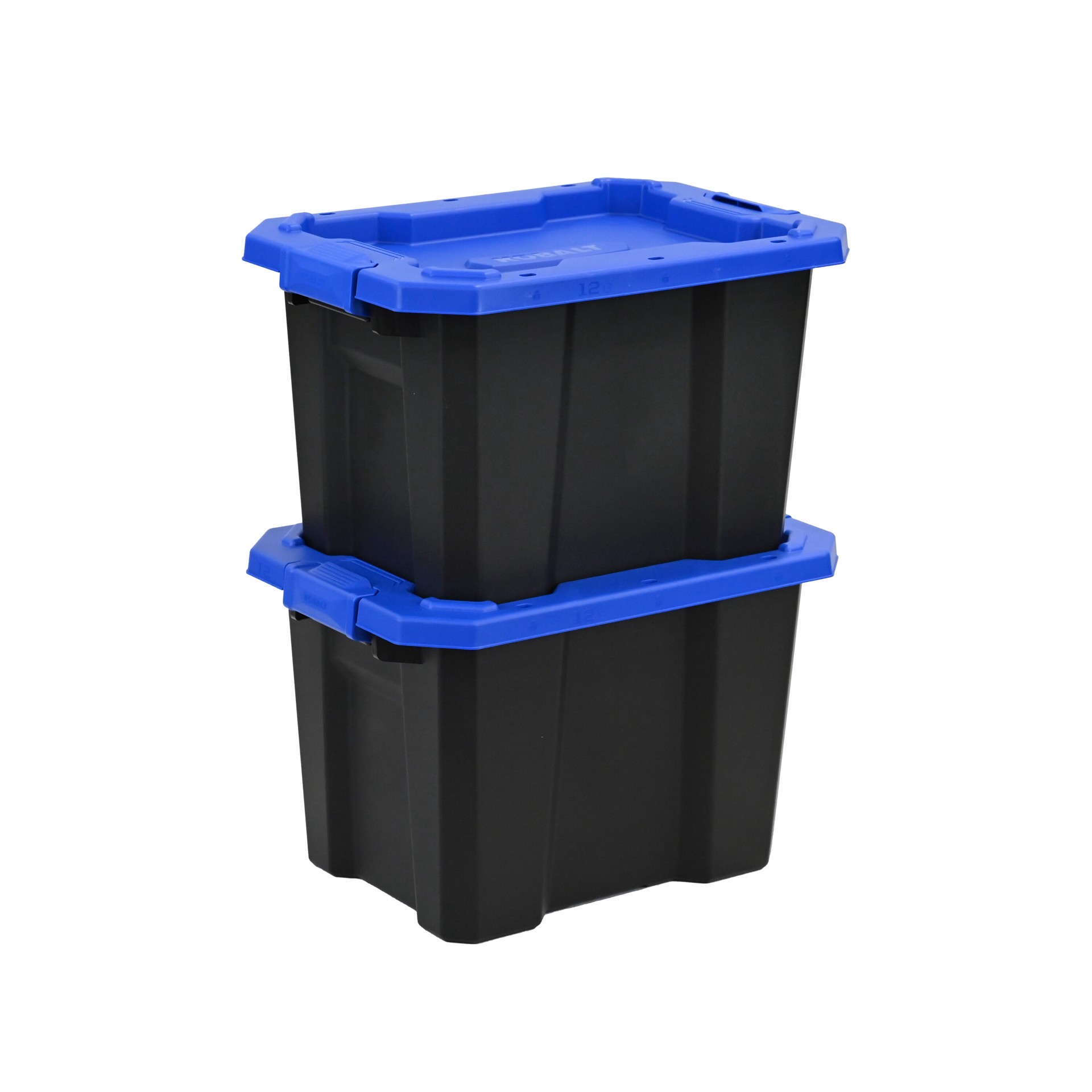 slide 6 of 6, Kobalt Small 12 -Gallons ( 48 -Quarts ) Black Heavy Duty Stackable Tote with Latching Lid, 1 ct