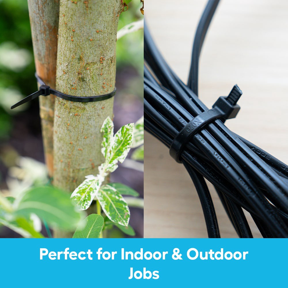 slide 3 of 6, Lowe's Essentials 8-in 40-lb Tensile Strength Nylon Zip ties Black with UV Protection 50 -Pack, 1 ct