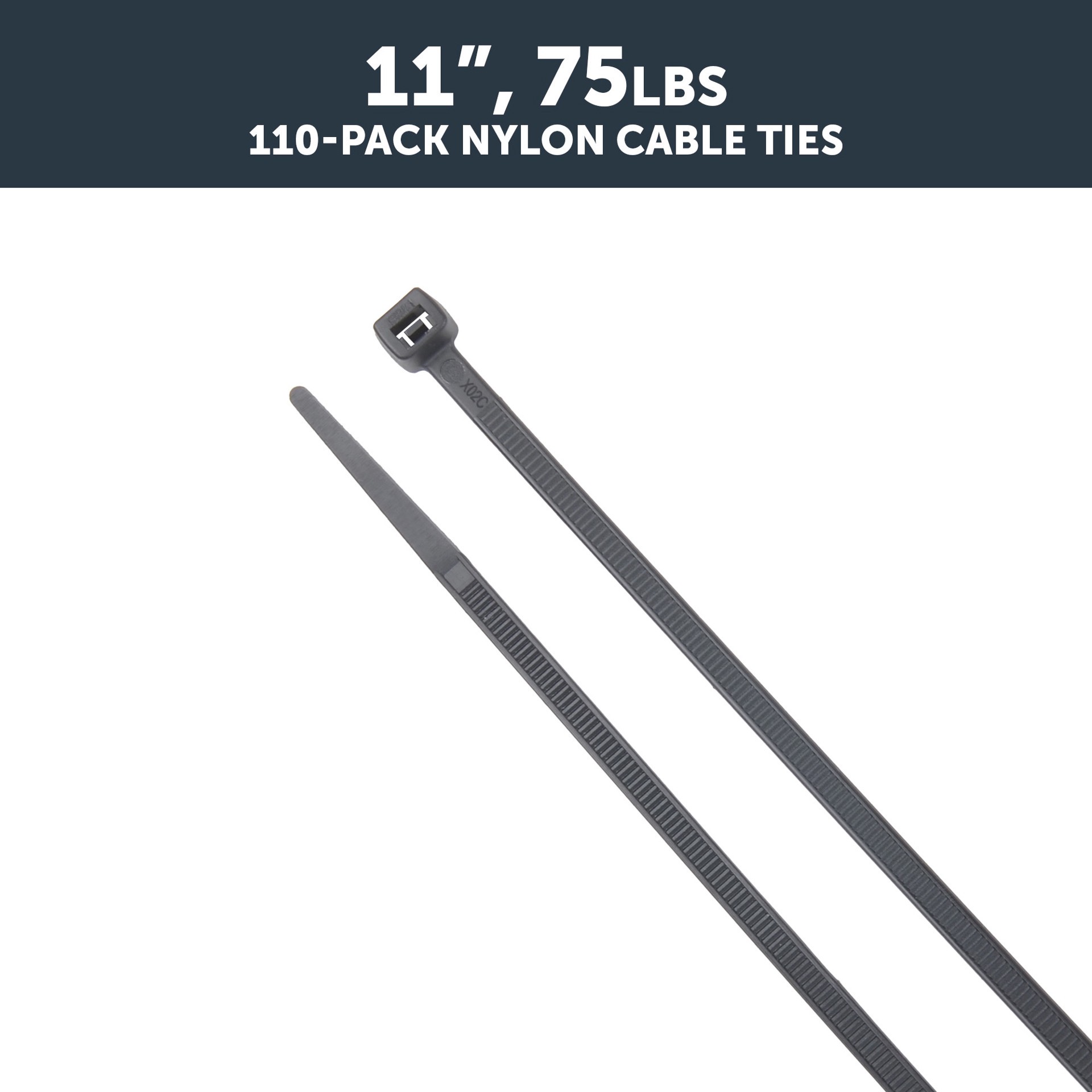 slide 5 of 6, Utilitech 11-in 75.0-lb Tensile Strength Nylon Zip ties Black with UV Protection 110 -Pack, 1 ct