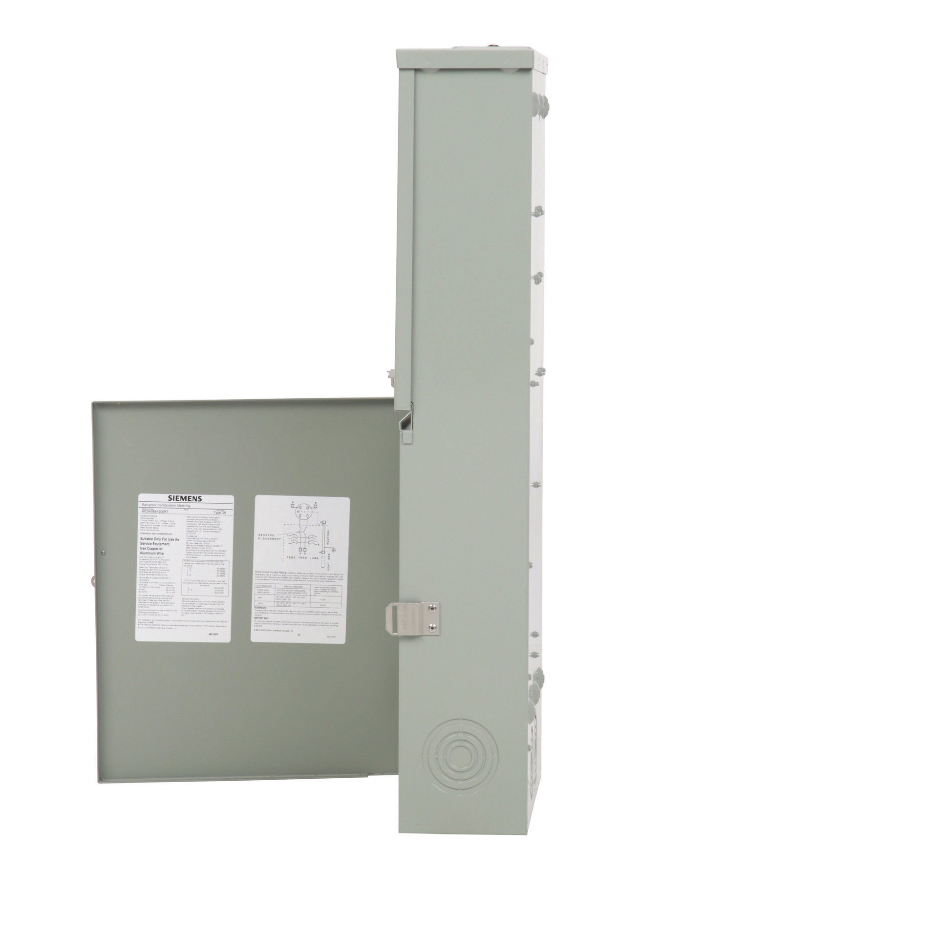 slide 3 of 4, Siemens 200 -Amp 4 -Spaces 8 -Circuit Outdoor Main Breaker Meter Combo Load Center, 1 ct