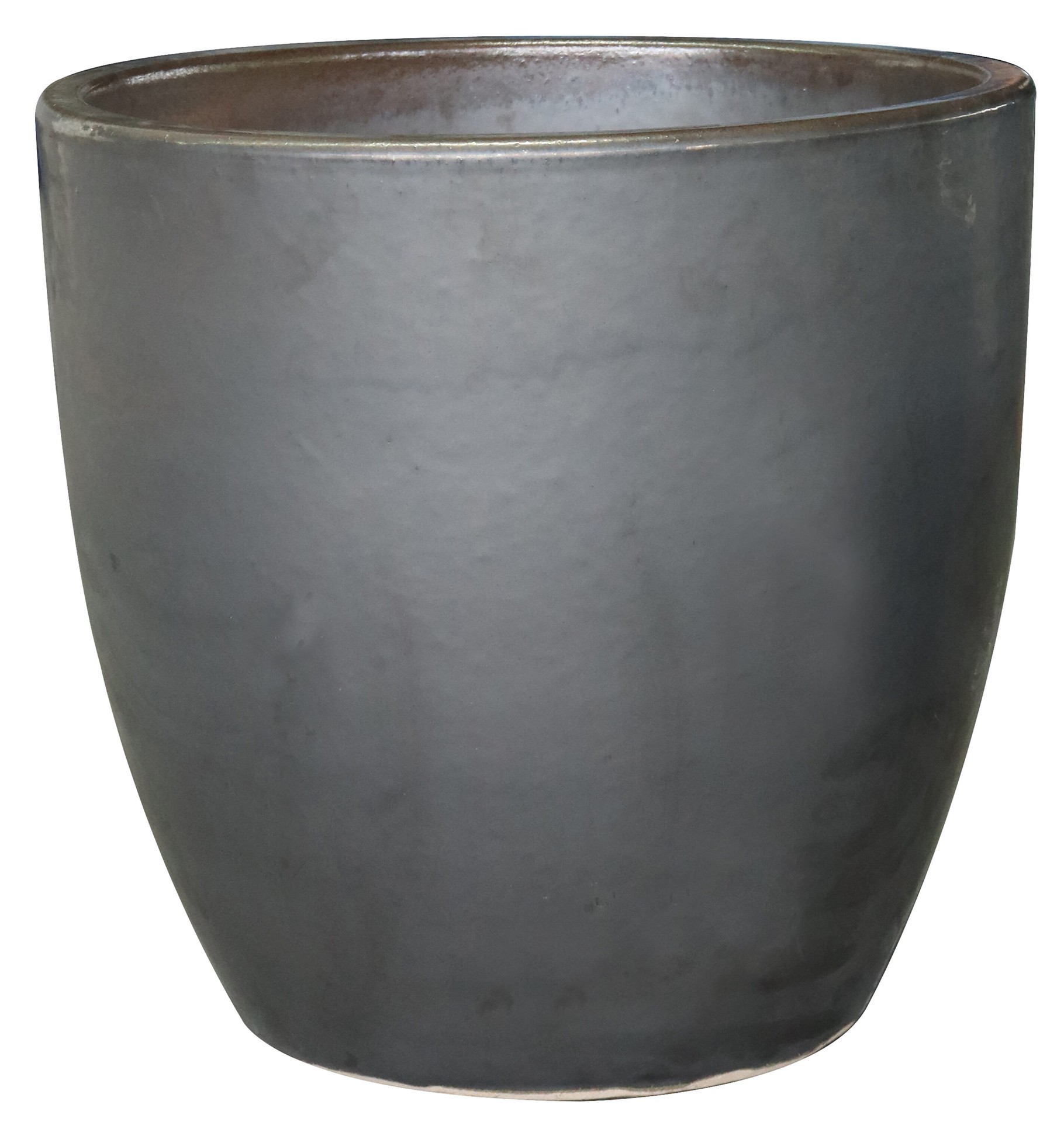 slide 1 of 2, allen + roth Round 9.0-in W x 9.5-in H x 9-in D Gray Ceramic Indoor/Outdoor Planter, 1 ct