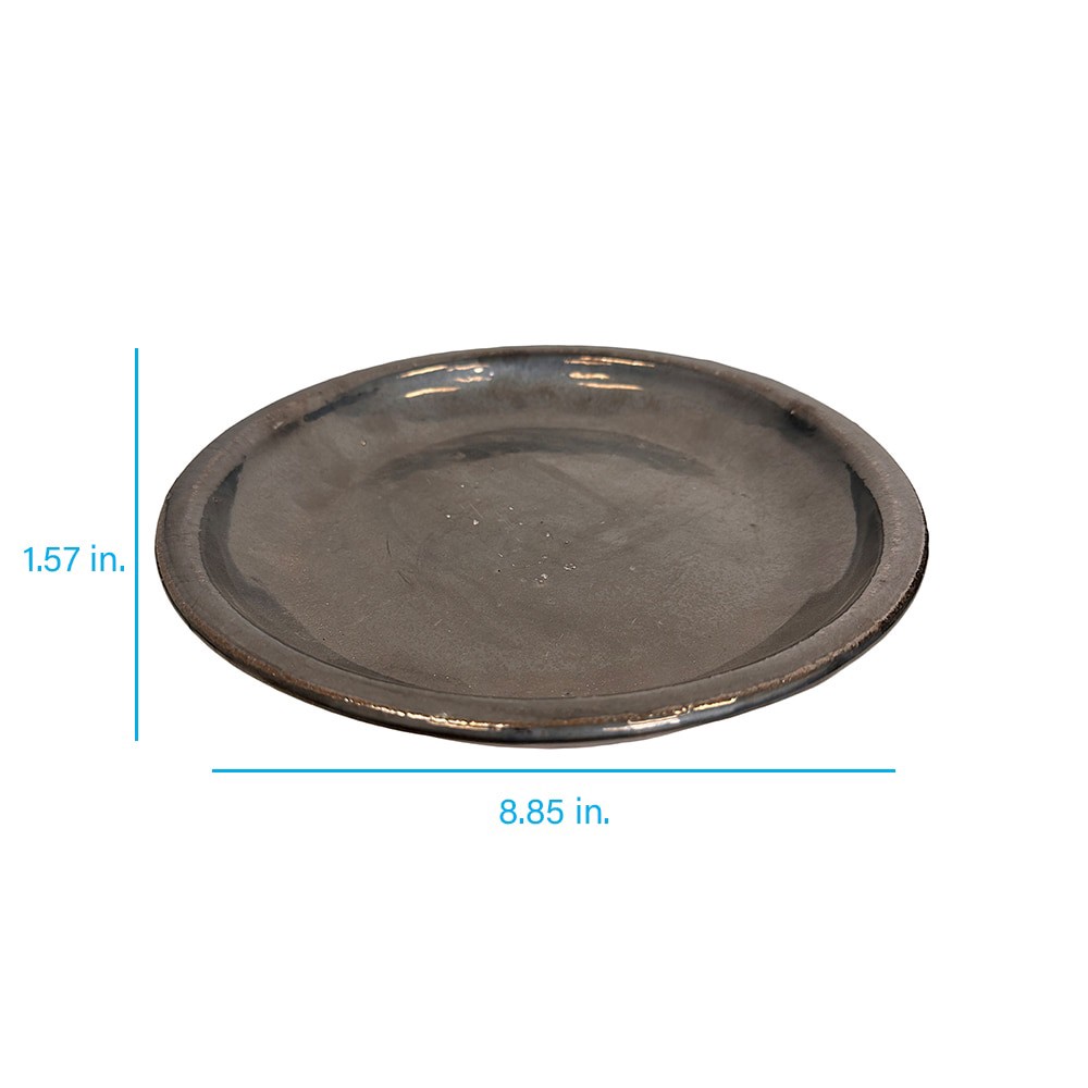 slide 4 of 4, allen + roth 8.85-in Gun Metal Glazed ceramic Plant Saucer, 1 ct