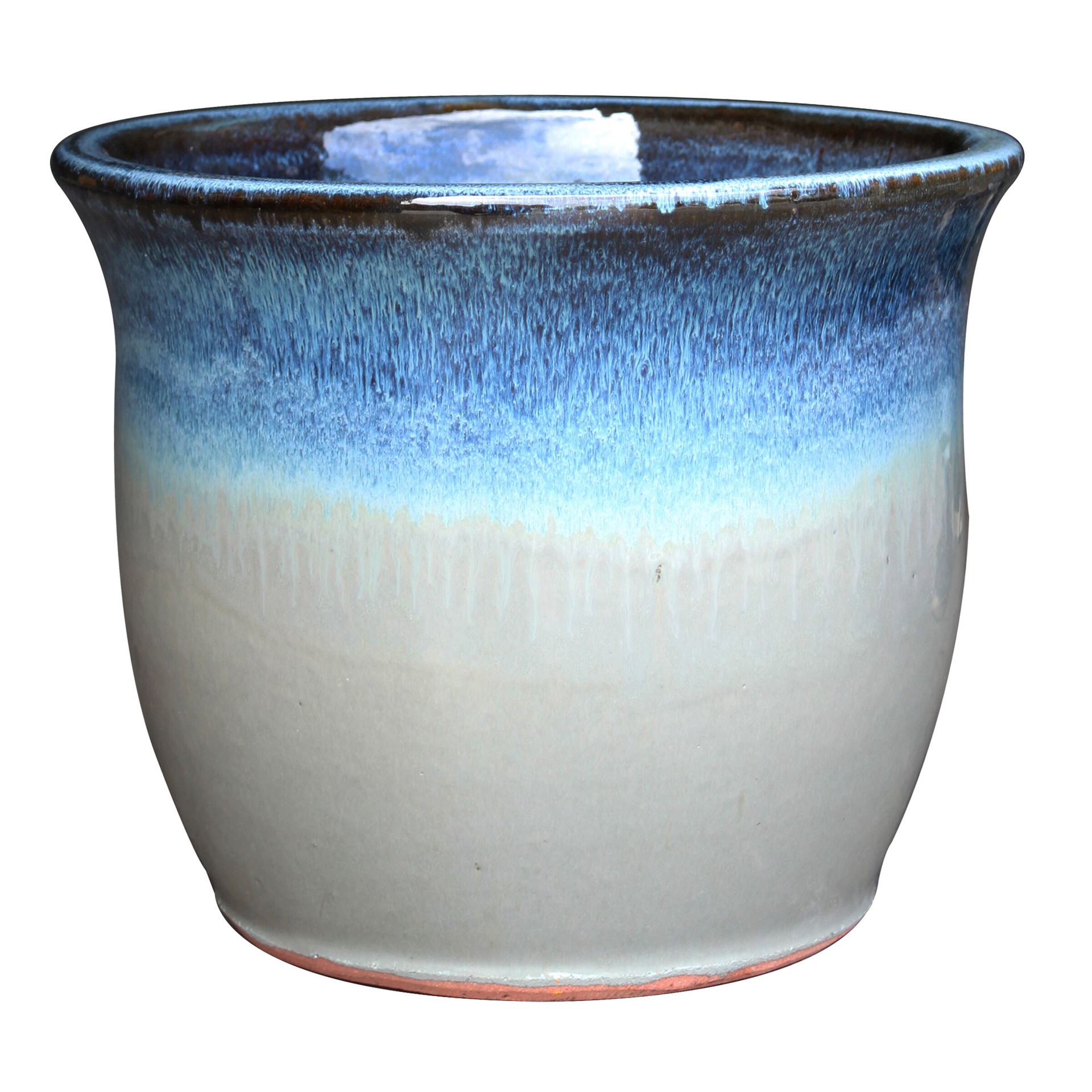 slide 1 of 4, allen + roth Round 7.2-in W x 7.9-in H x 7.2-in D Multiple colors/finishes Ceramic Outdoor Planter, 1 ct