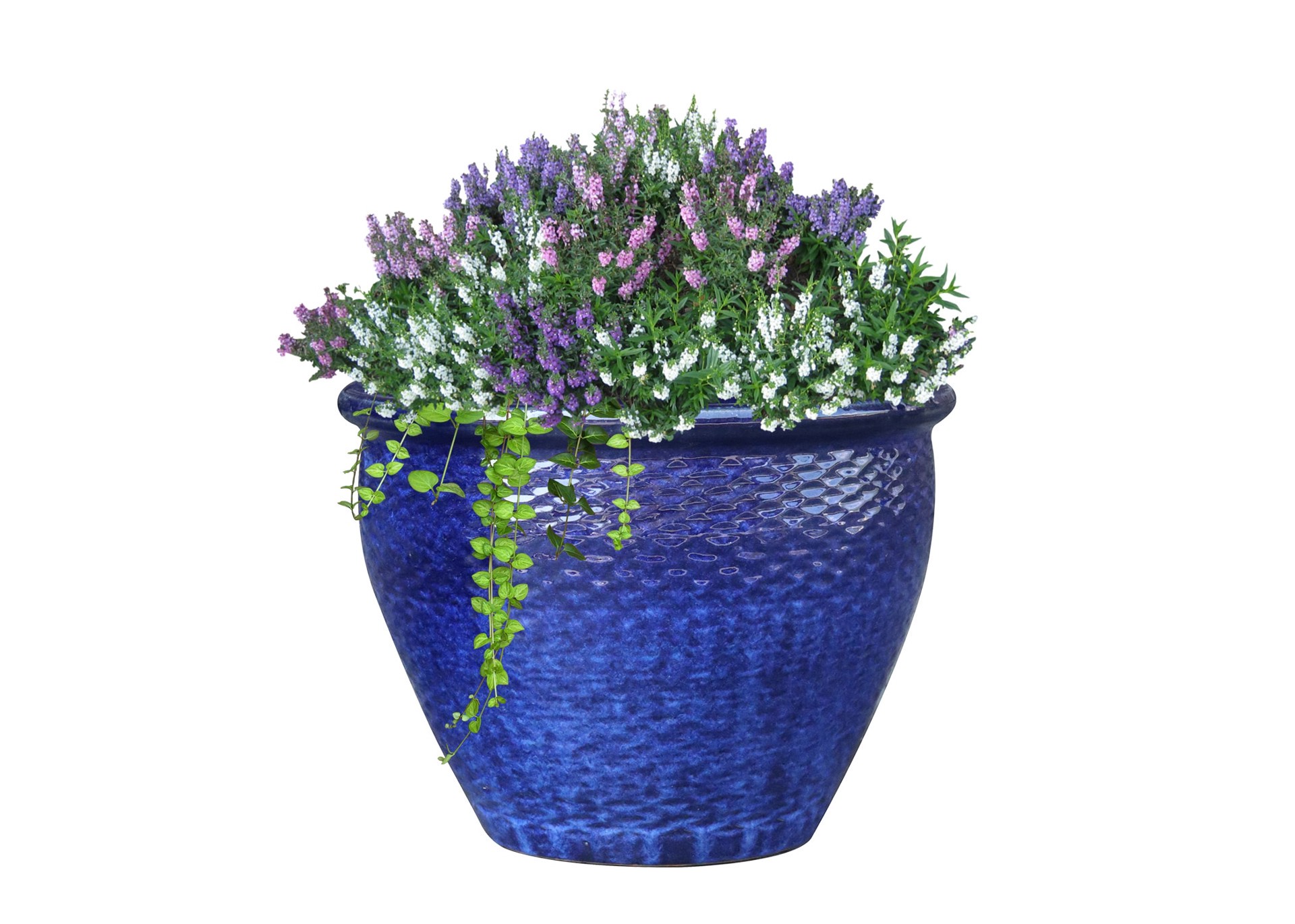 slide 3 of 3, allen + roth Round 15.7-in W x 14.4-in H x 15.7-in D Blue Glazed ceramic Indoor/Outdoor Planter, 1 ct