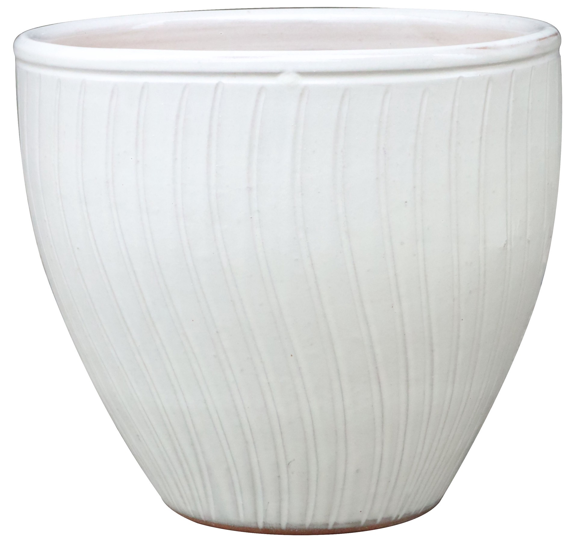 slide 1 of 1, allen + roth Round 9.0-in W x 9.8-in H x 9-in D White Ceramic Outdoor Planter, 1 ct