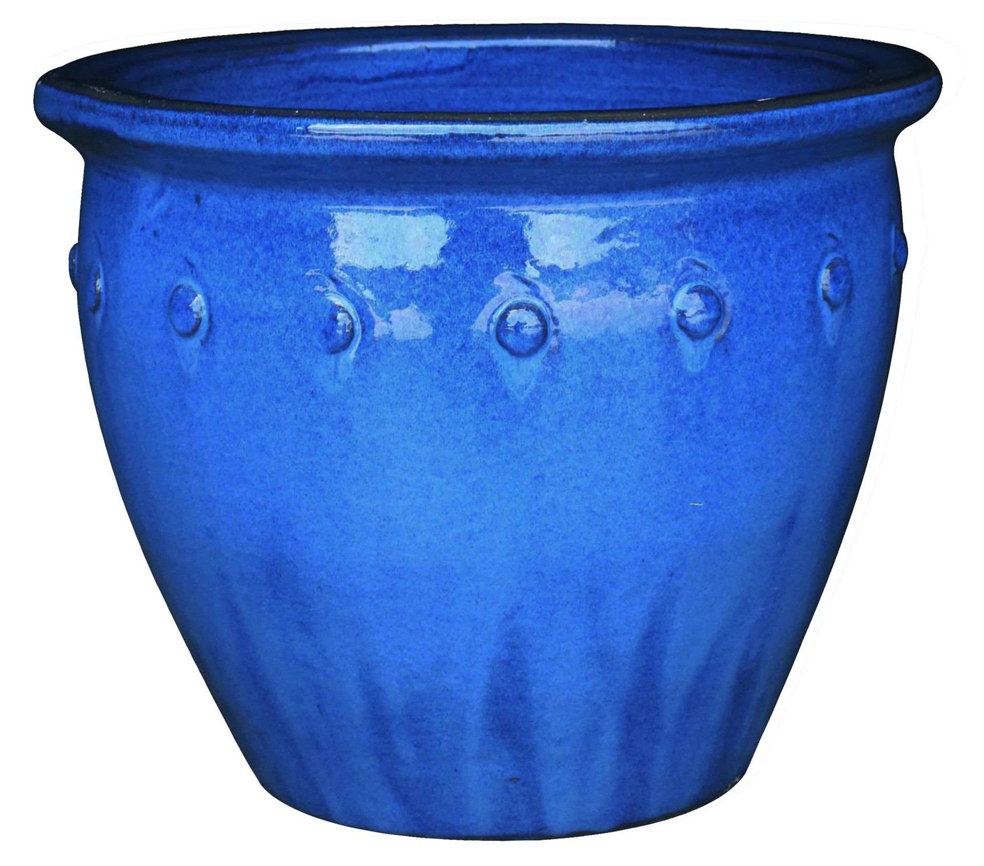 slide 1 of 1, allen + roth Round 15.6-in W x 14.4-in H x 15.6-in D Blue Ceramic Indoor/Outdoor Planter, 1 ct