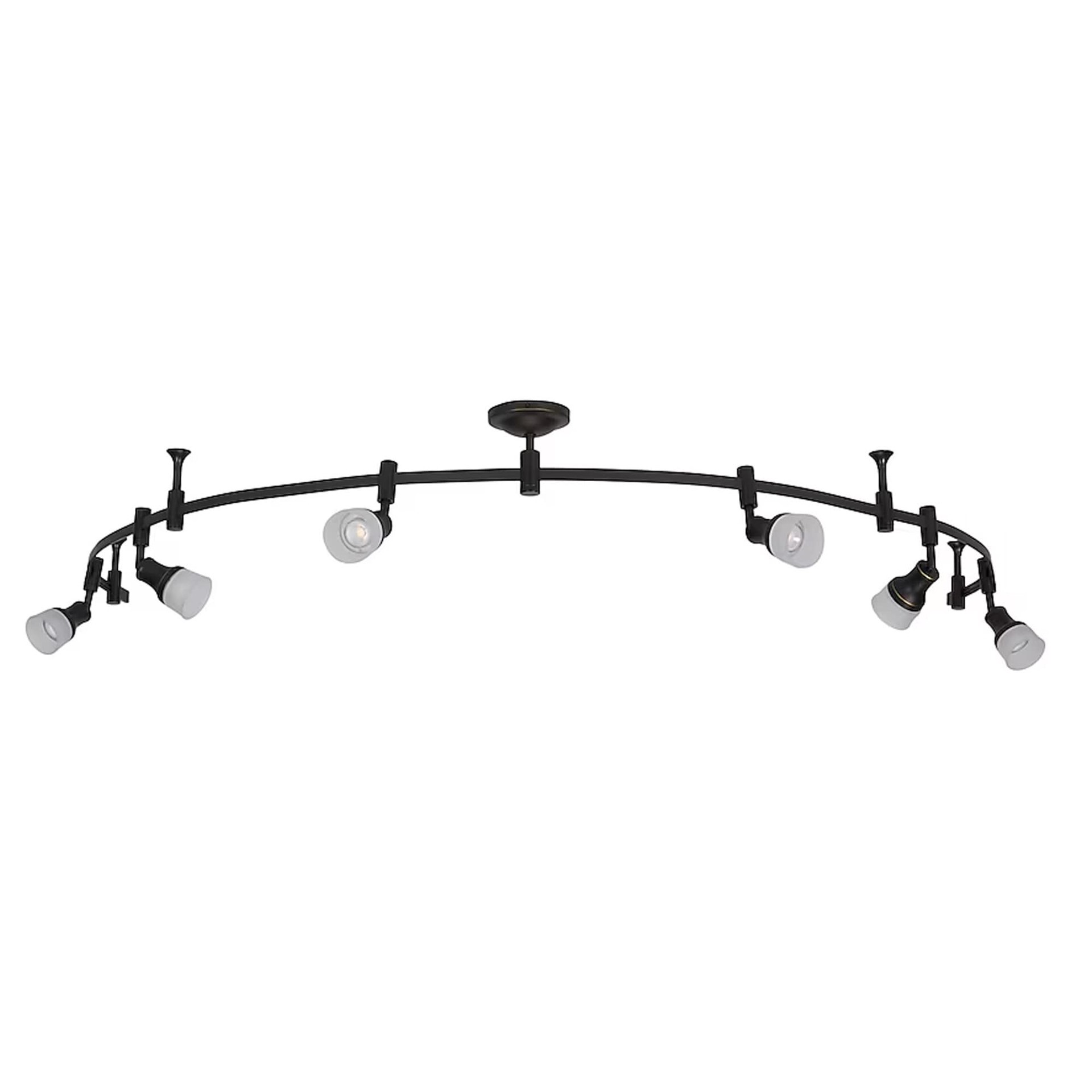 slide 1 of 1, allen + roth Sloan 99.48-in 6 -Light Bronze dimmable Integrated Traditional Flexible Track Lighting Kit with Round Frosted Pivoting Heads, 1 ct
