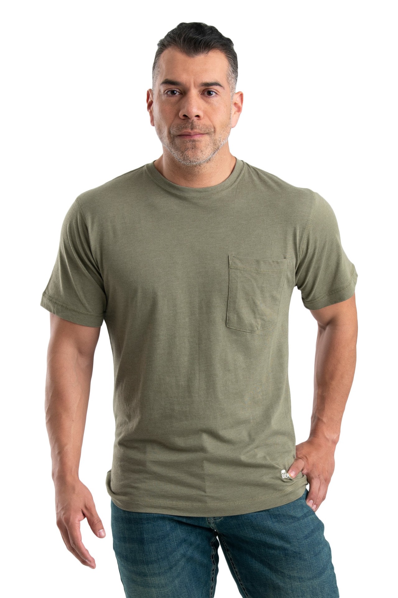 slide 3 of 4, BERNE APPAREL Men's Green Jersey Short sleeve Solid T-shirt ( 3XL ), 1 ct