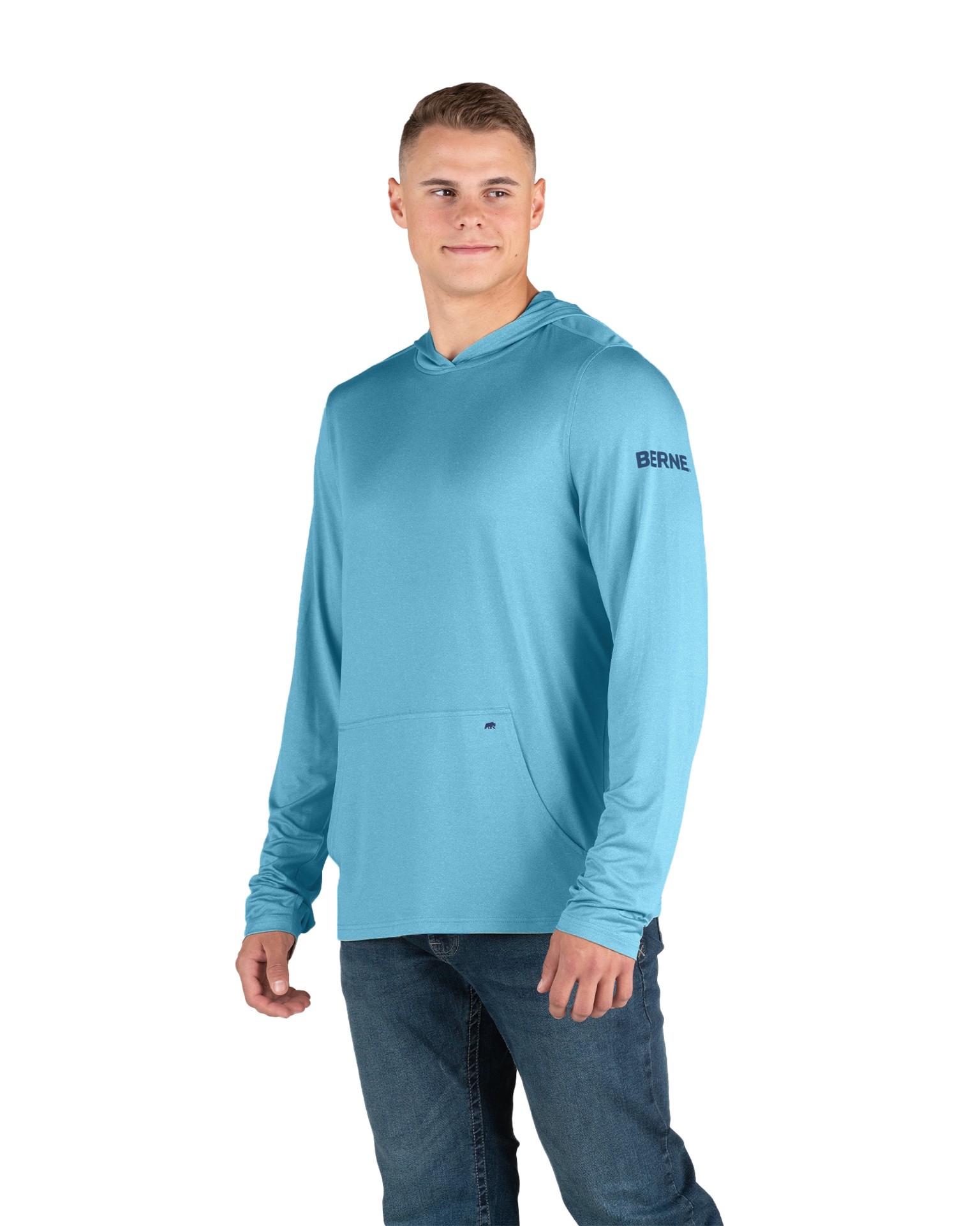 slide 1 of 4, BERNE APPAREL Men's Blue Jersey Long sleeve Solid Hoodie ( 2XL ), 1 ct