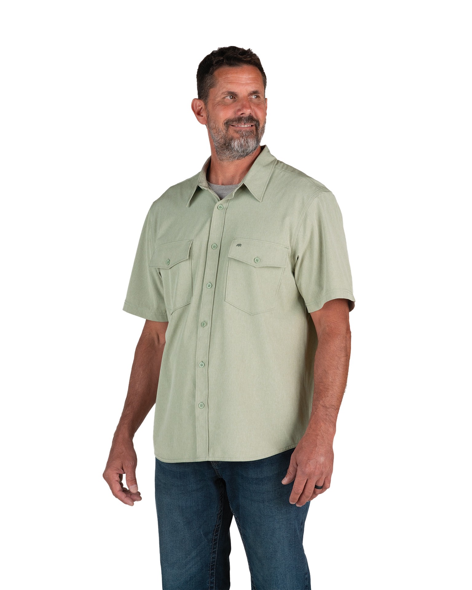 slide 1 of 4, BERNE APPAREL Men's Green Poplin Short sleeve Solid Button-down shirt ( 2XL ), 1 ct
